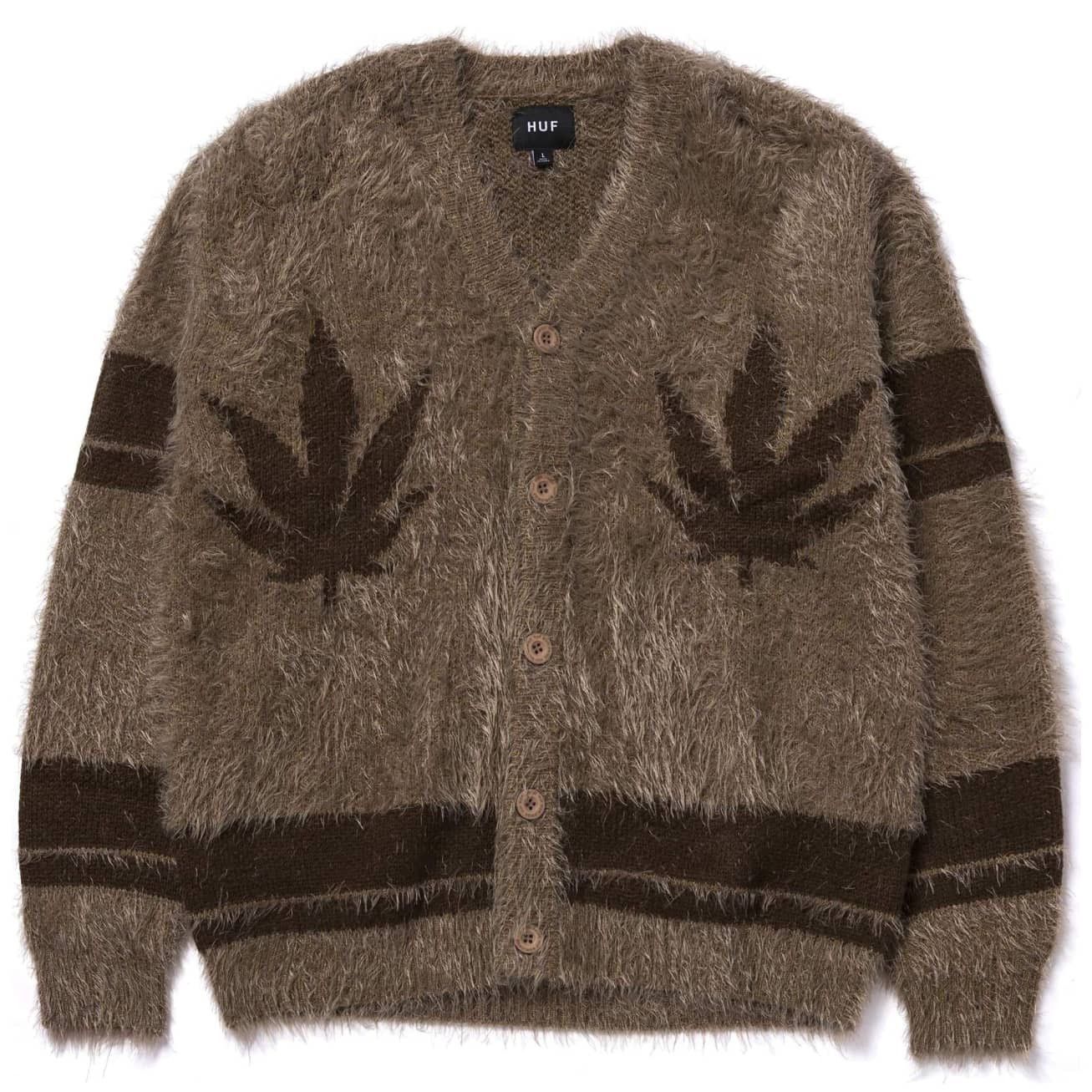 image of Huf x Pleasures Outro Cardigan in Brown, Men's (Size Small)