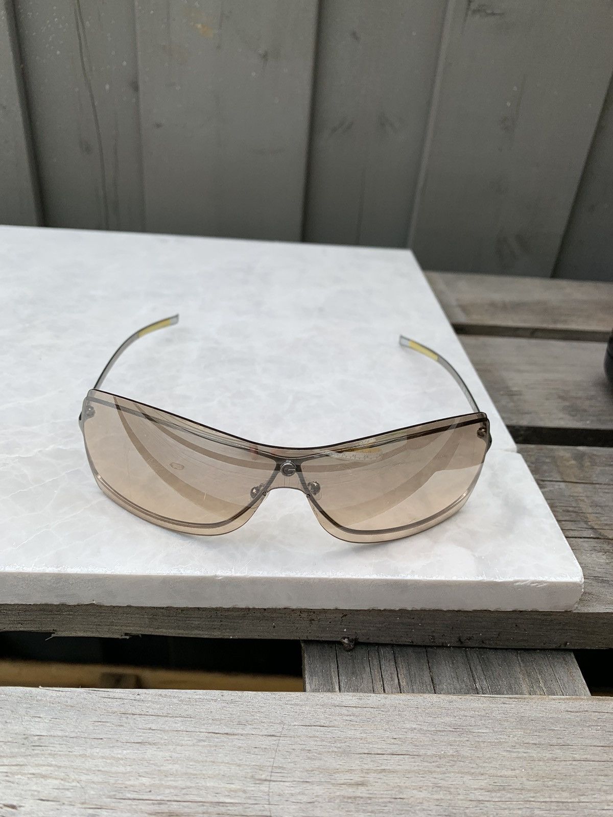 2000s Gucci Sunglasses Vintage Metal Shield Shades Y2K GG 17