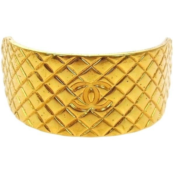 image of Chanel Cc Logo Gold Tone Hair Barrette 99P Hair Clip, Women's