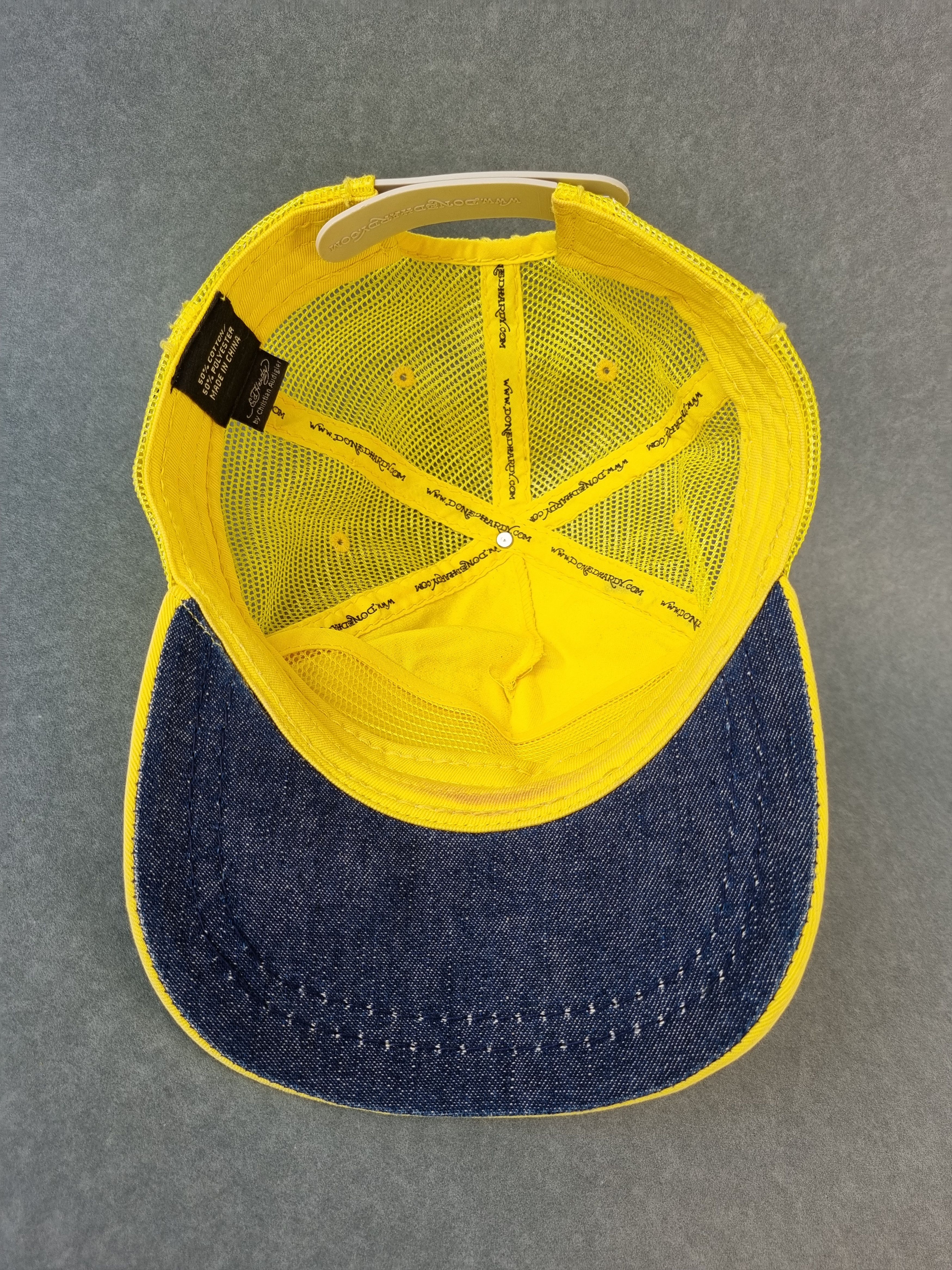 Christian Audigier × Ed Hardy Rare 90s Yellow Tattoo Skull Design Ed Hardy Cap Size ONE SIZE - 5 Thumbnail