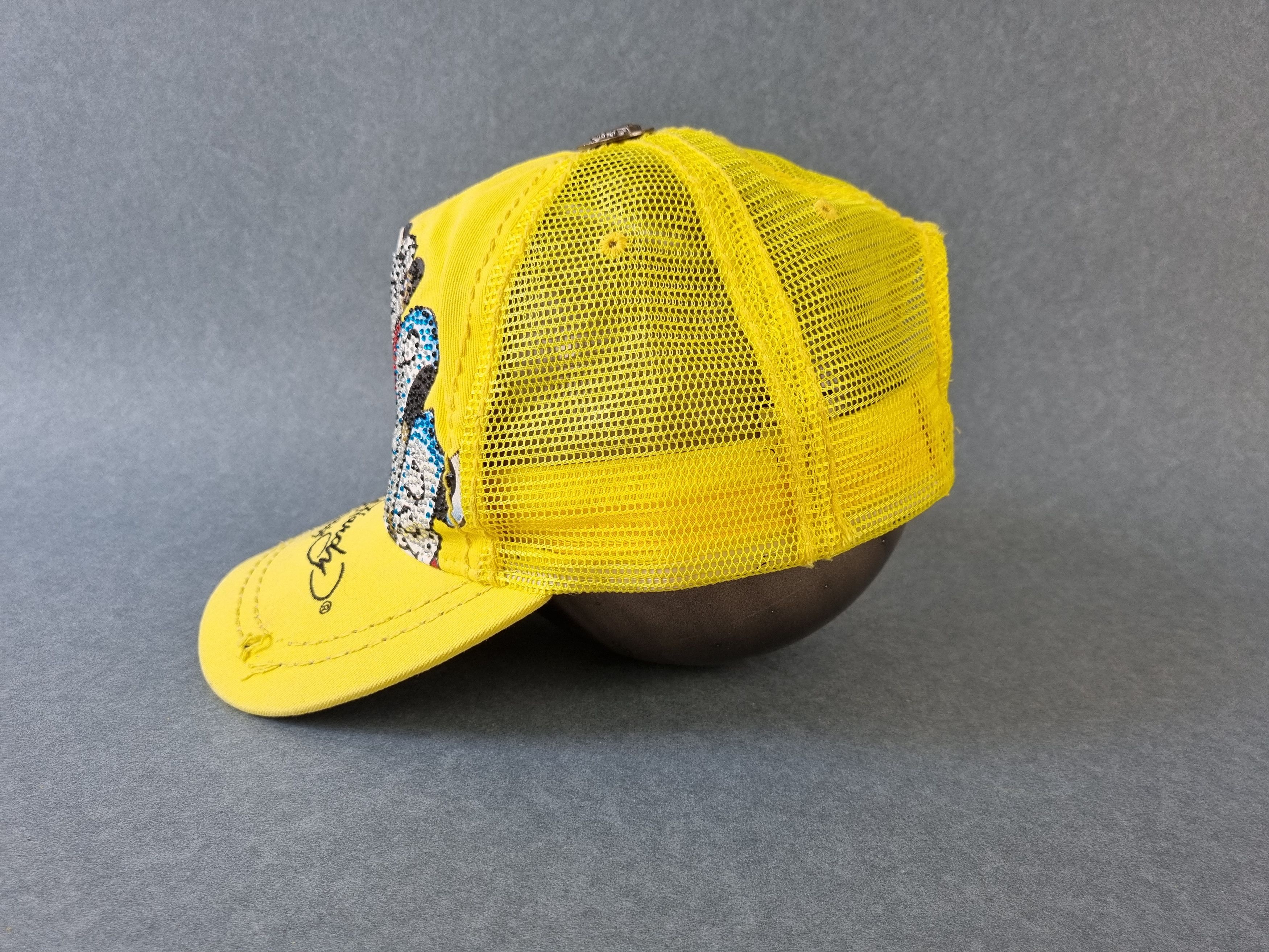 Christian Audigier × Ed Hardy Rare 90s Yellow Tattoo Skull Design Ed Hardy Cap Size ONE SIZE - 3 Thumbnail