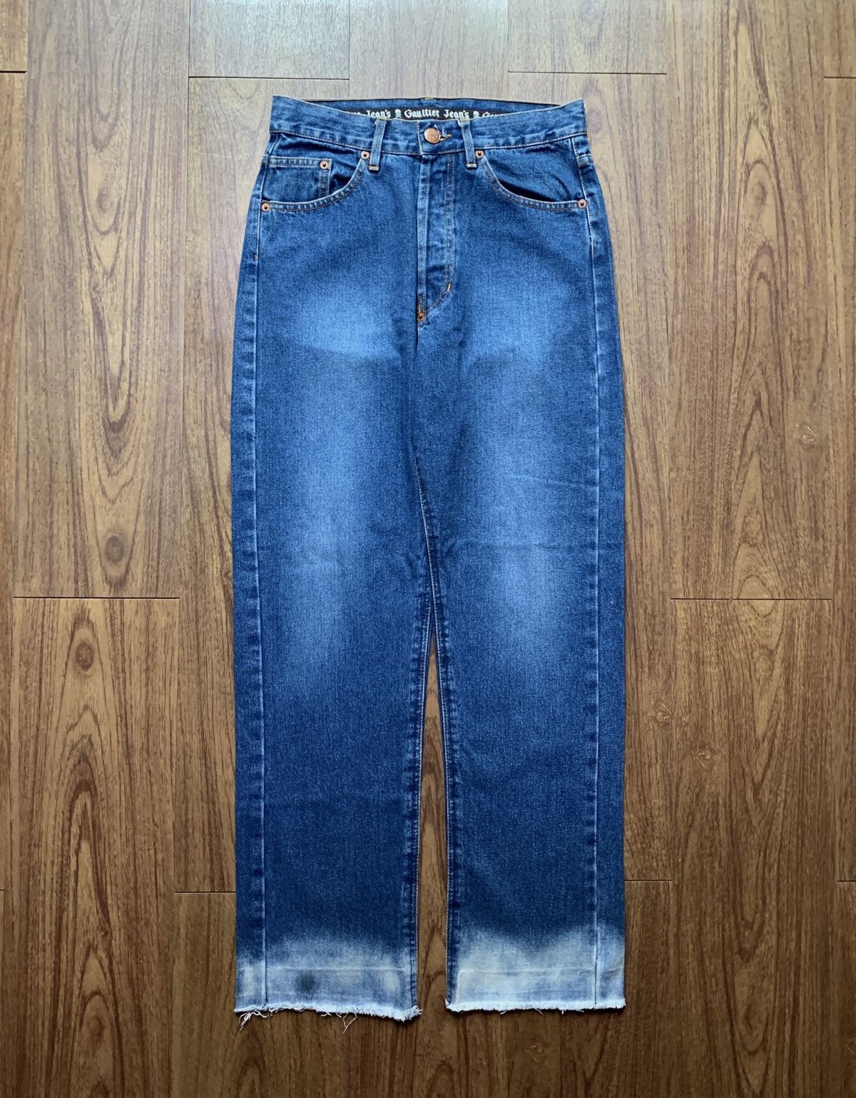 Jean Paul Gaultier Bleached Hem Denim Jeans Size US 29 - 1 Thumbnail