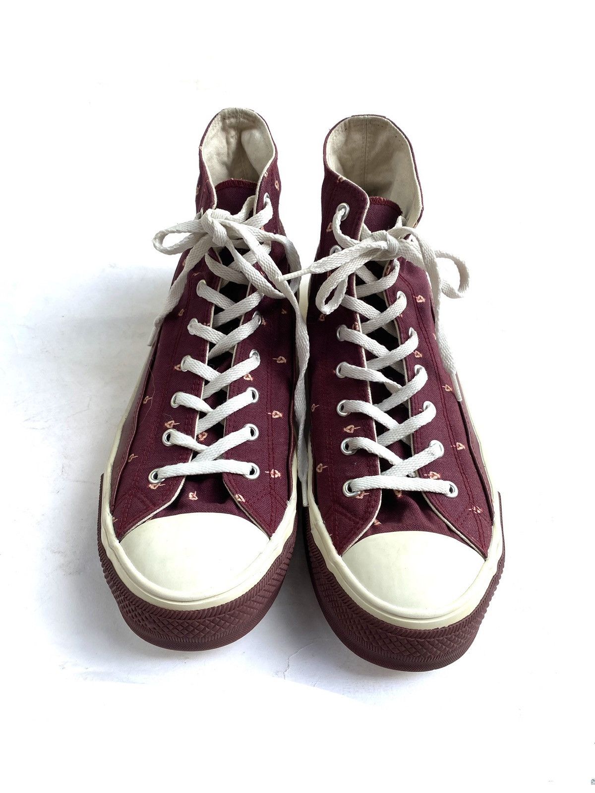 image of Undercover Uc Middle Fingers Hi Top Shoes in Red Burgundy, Men's (Size 10.5)