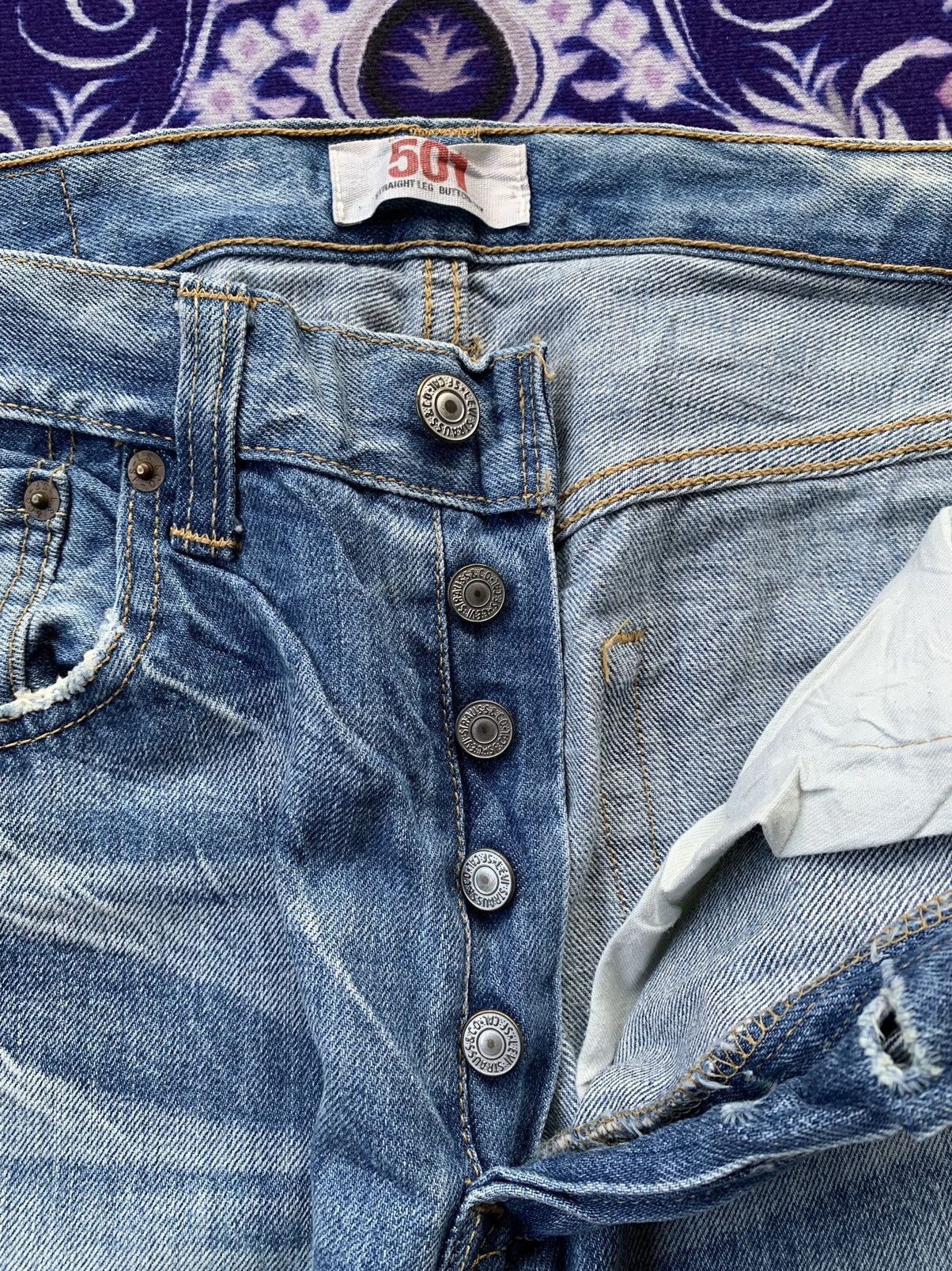 If Six Was Nine Vintage Levis 501 Distressed Denim Size US 32 / EU 48 - 3 Thumbnail