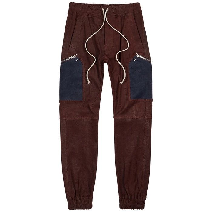 Rick Owens Bdnew Rick Owens Extrarare Burgundy Full Leather Cargo Pants Size US 32 / EU 48 - 10 Thumbnail