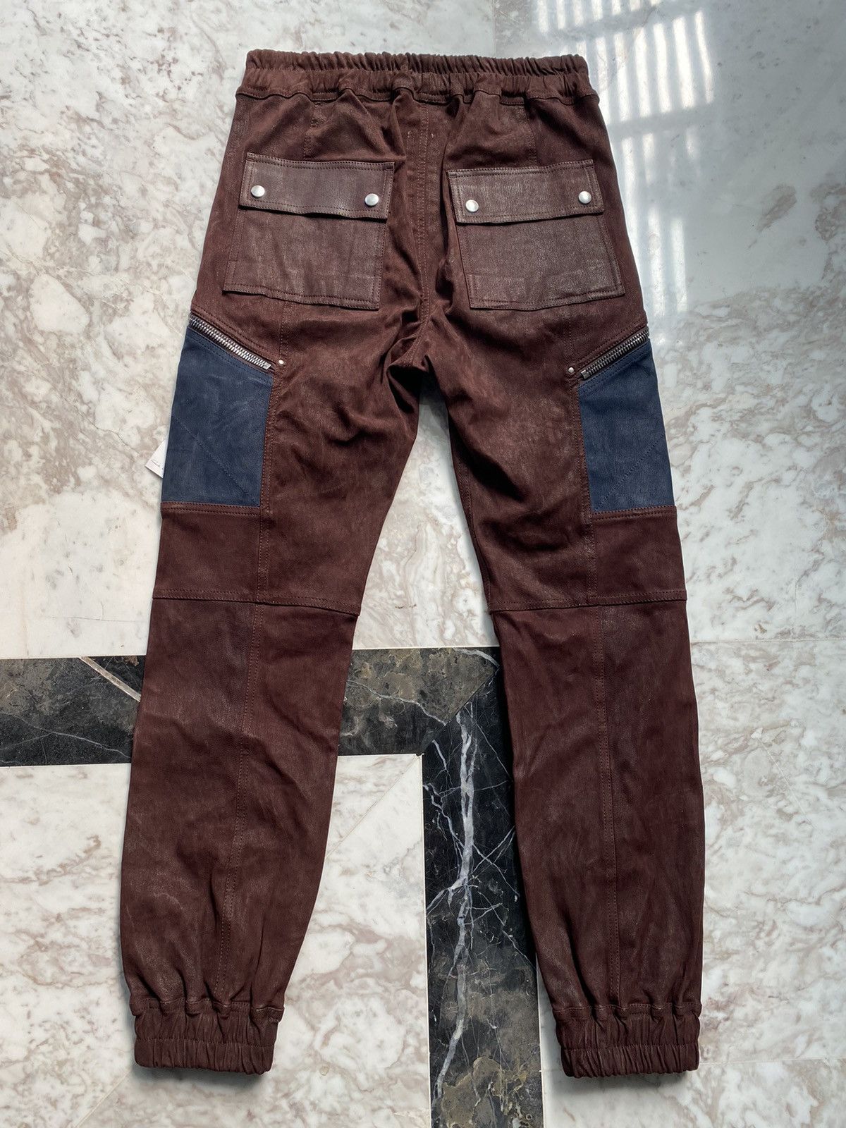 Rick Owens Bdnew Rick Owens Extrarare Burgundy Full Leather Cargo Pants Size US 32 / EU 48 - 2 Thumbnail