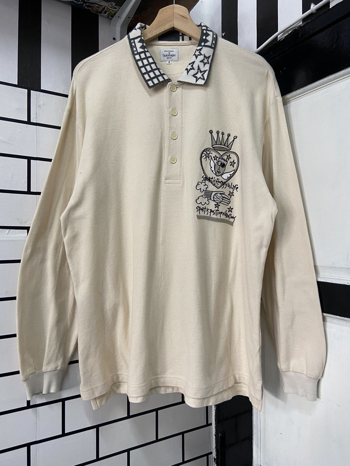 Jean Charles De Castelbajac × Vintage Vintage Jean Charles De Castelbajac Embroidered LS Polo Size US L / EU 52-54 / 3 - 1 Thumbnail