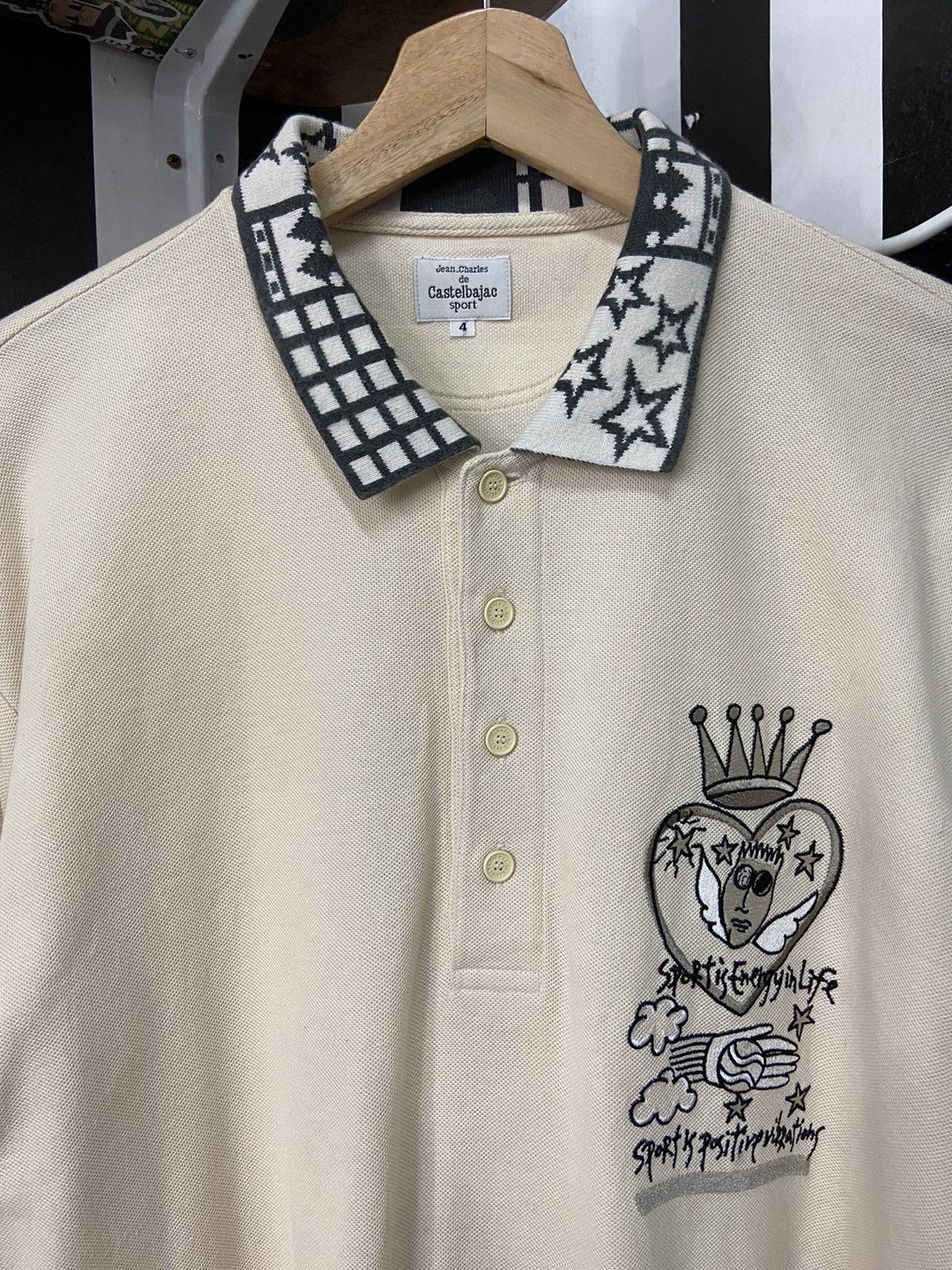 Jean Charles De Castelbajac × Vintage Vintage Jean Charles De Castelbajac Embroidered LS Polo Size US L / EU 52-54 / 3 - 9 Thumbnail