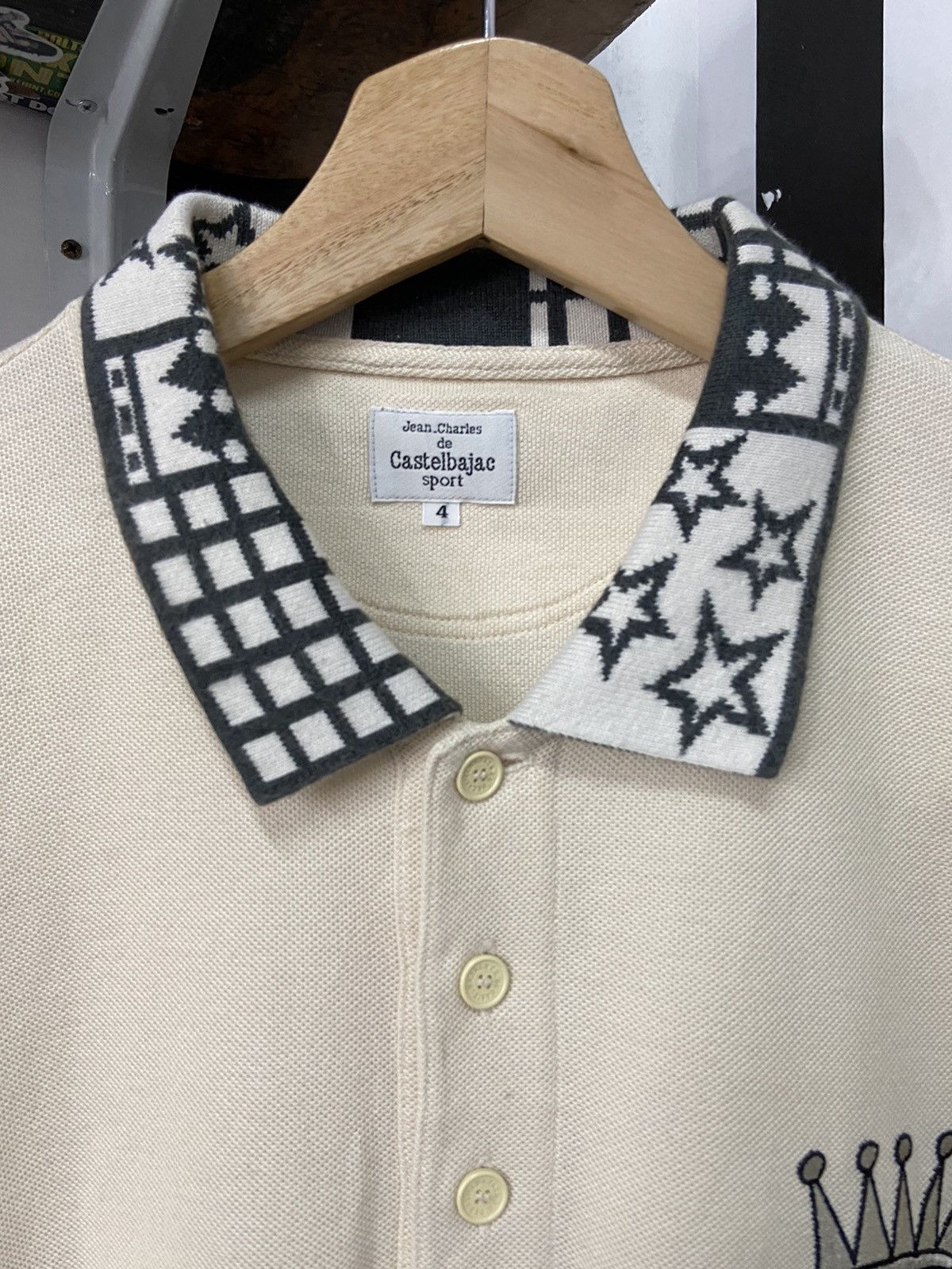 Jean Charles De Castelbajac × Vintage Vintage Jean Charles De Castelbajac Embroidered LS Polo Size US L / EU 52-54 / 3 - 7 Thumbnail