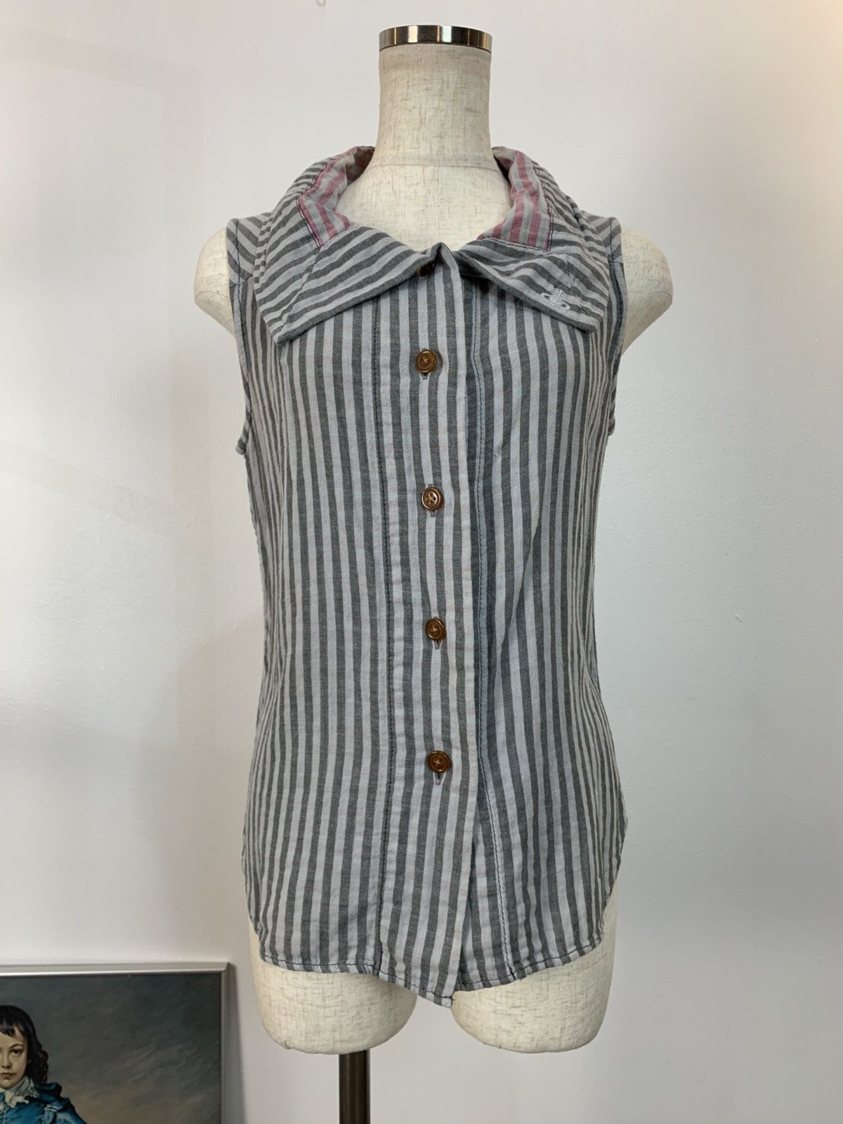 image of Vivienne Westwood Striped Vest Shirt in Grey, Women's (Size XS)