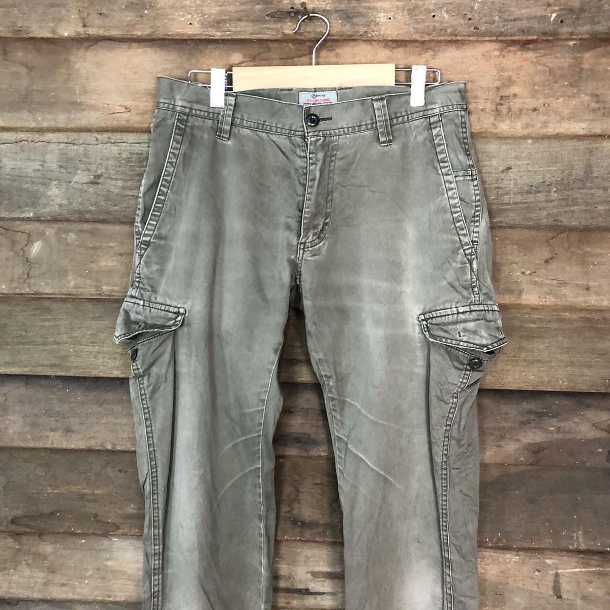 Japanese Brand × StraightFaded Good Day faded Green multipocket Cargo Pants #6898 Size US 29 - 2 Thumbnail