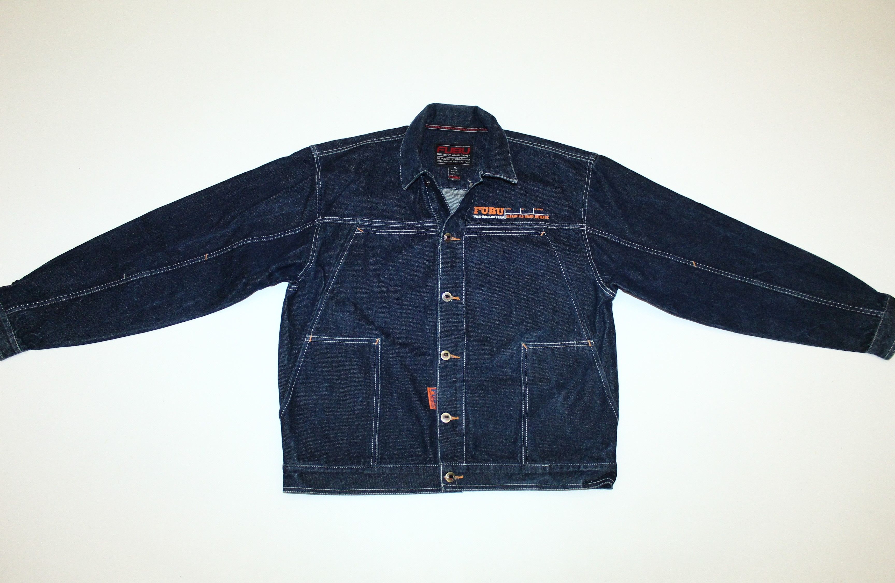 Fubu 90s Vtg Fubu OG Baggy Rap Raw Denim Work Jacket Size US L / EU 52-54 / 3 - 2 Thumbnail