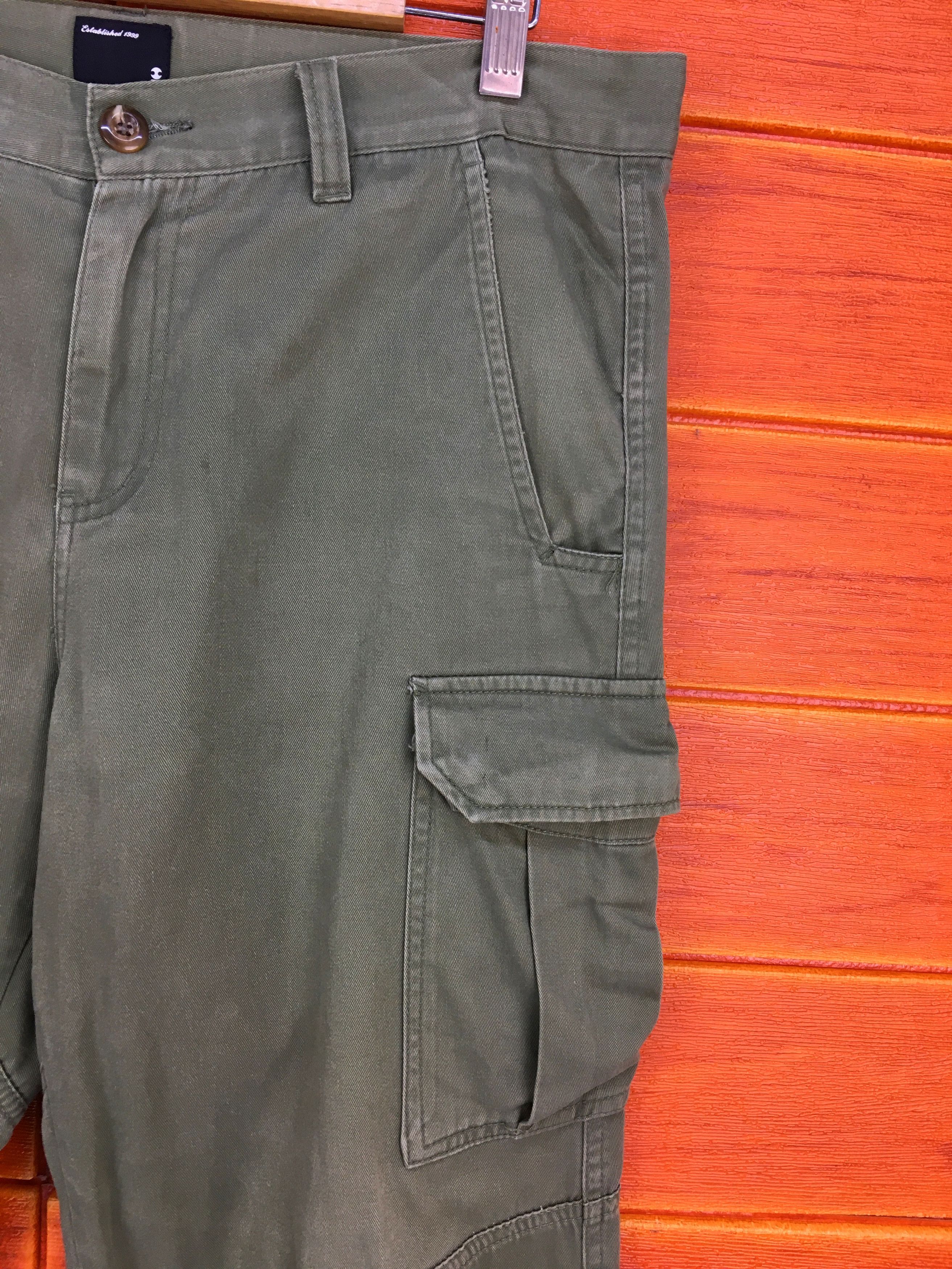 Japanese Brand TAKEO KIKUCHI Olive Green Military Tactical Cargo Pants Size US 35 - 5 Thumbnail