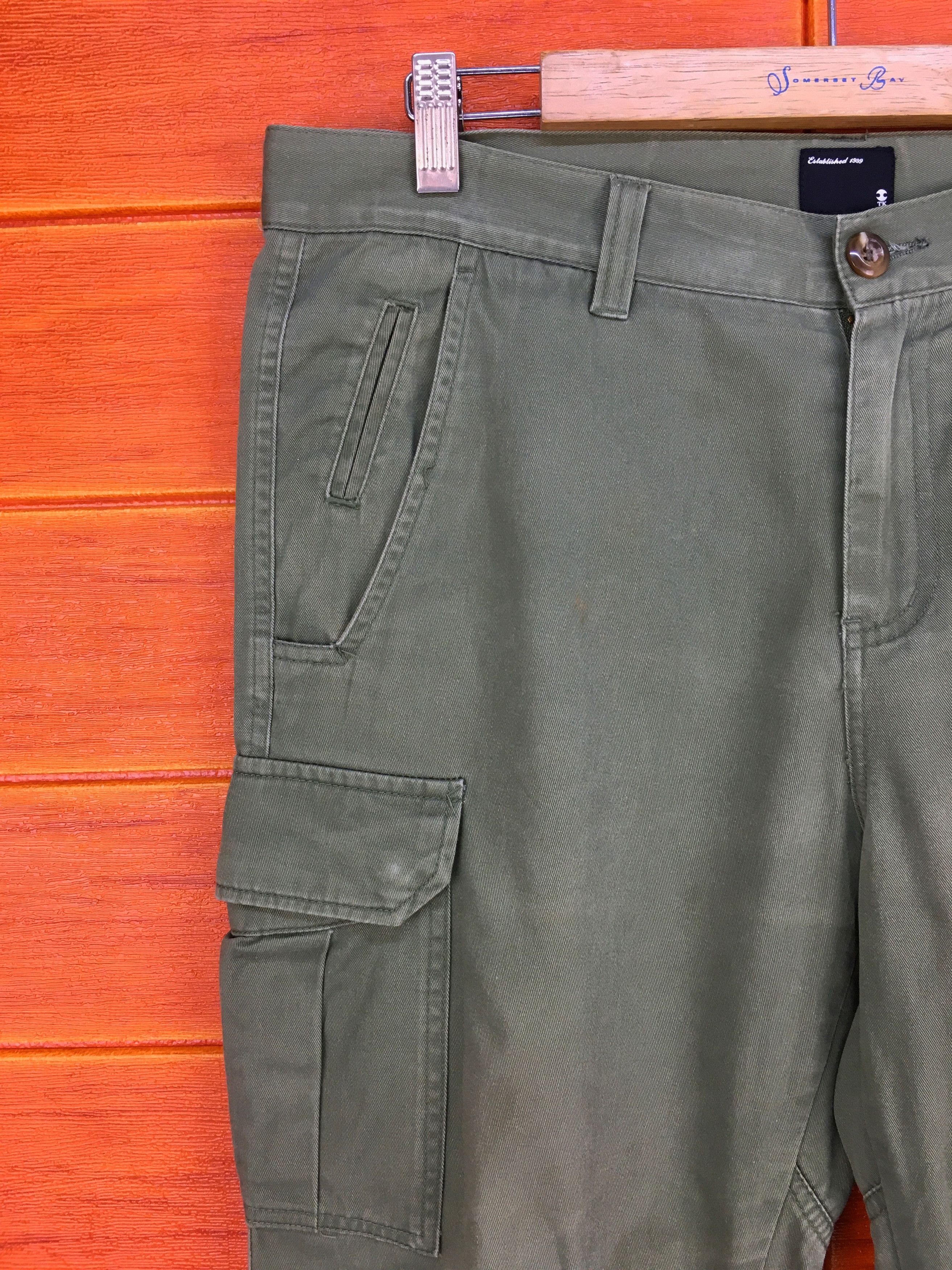 Japanese Brand TAKEO KIKUCHI Olive Green Military Tactical Cargo Pants Size US 35 - 4 Thumbnail