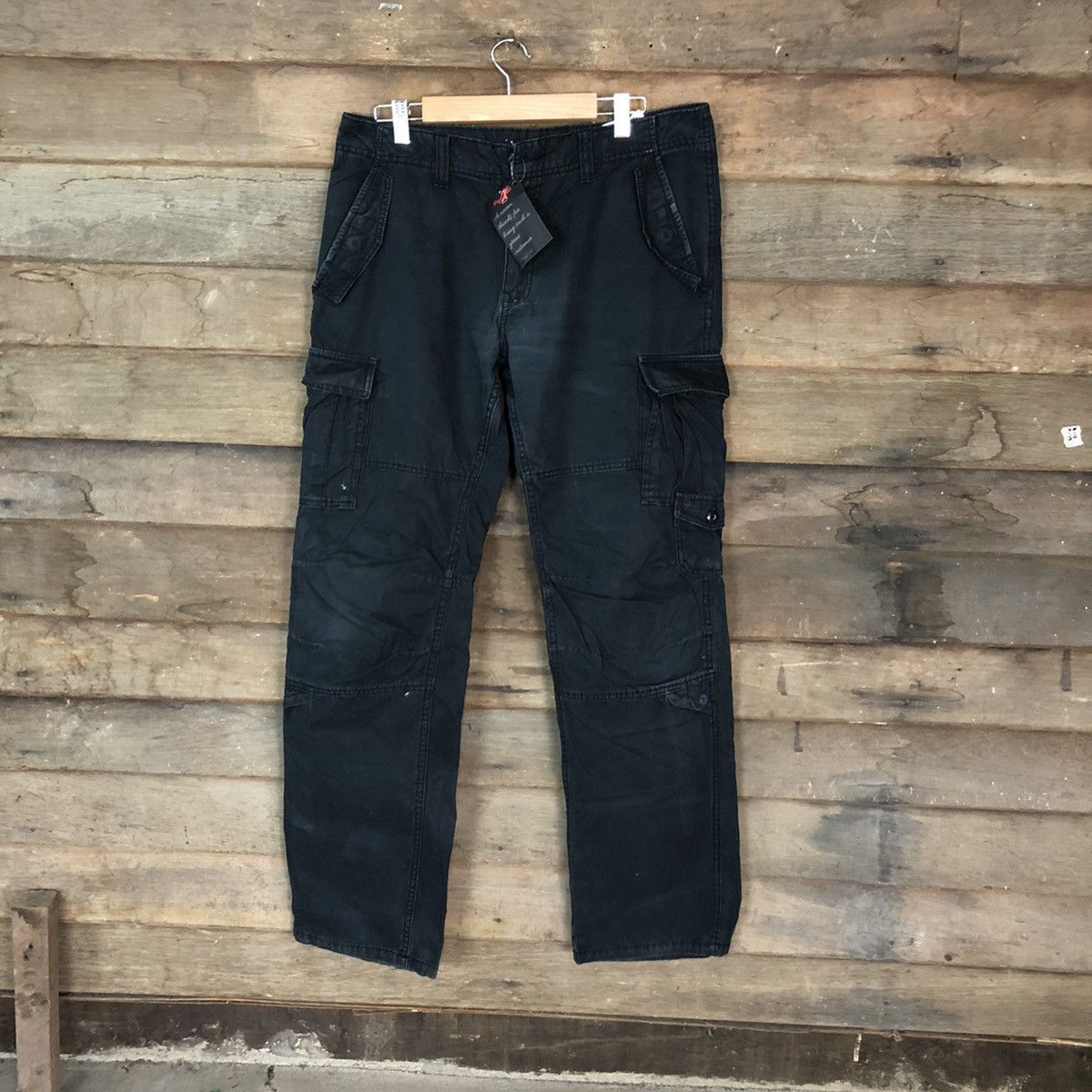 image of Faded Glory Dark Blue Multipocket Cargo Pants 4641, Men's (Size 32)