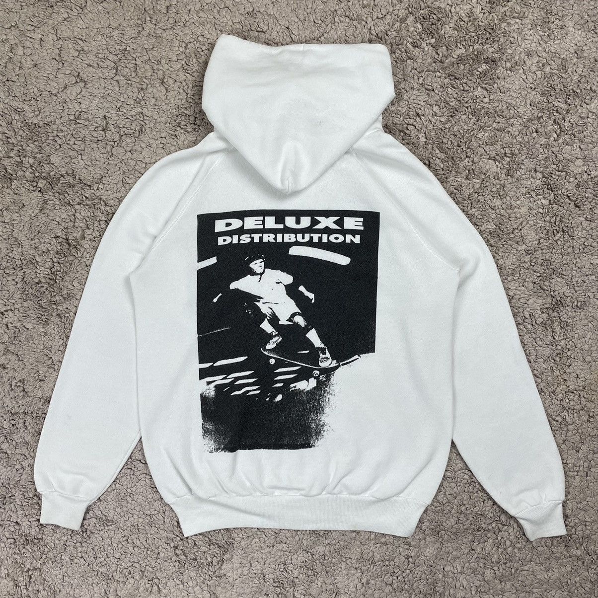 image of Santa Cruz Skateboards x Skategang Vintage Hanes Skatewears Big Print Hoodies in White (Size Medium