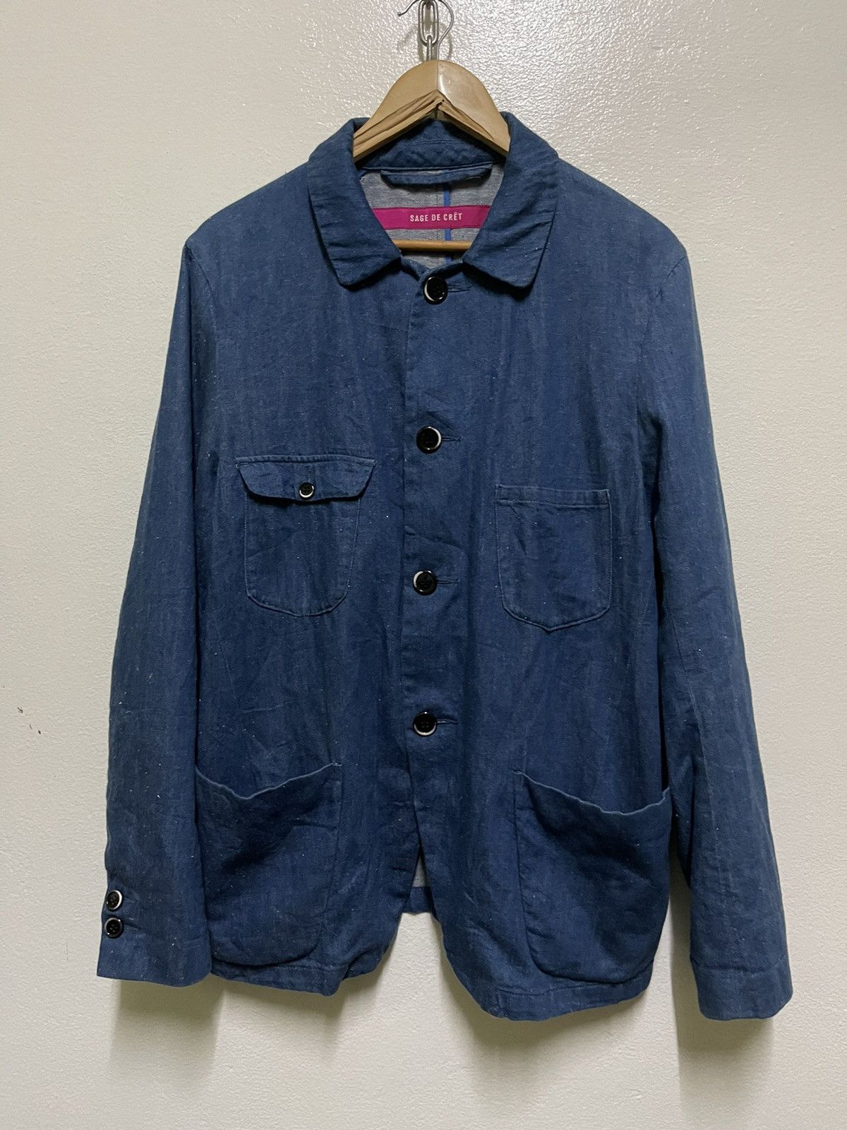 image of Sage De Cret Denim Jacket in Navy, Men's (Size Large)