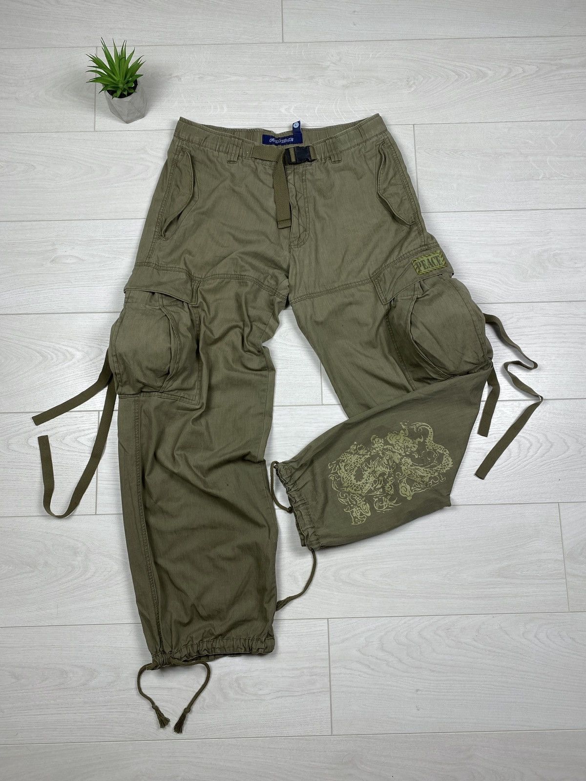 Military FishBone Y2K Pants Cargo Japan Style Multi Pocket Bondage 