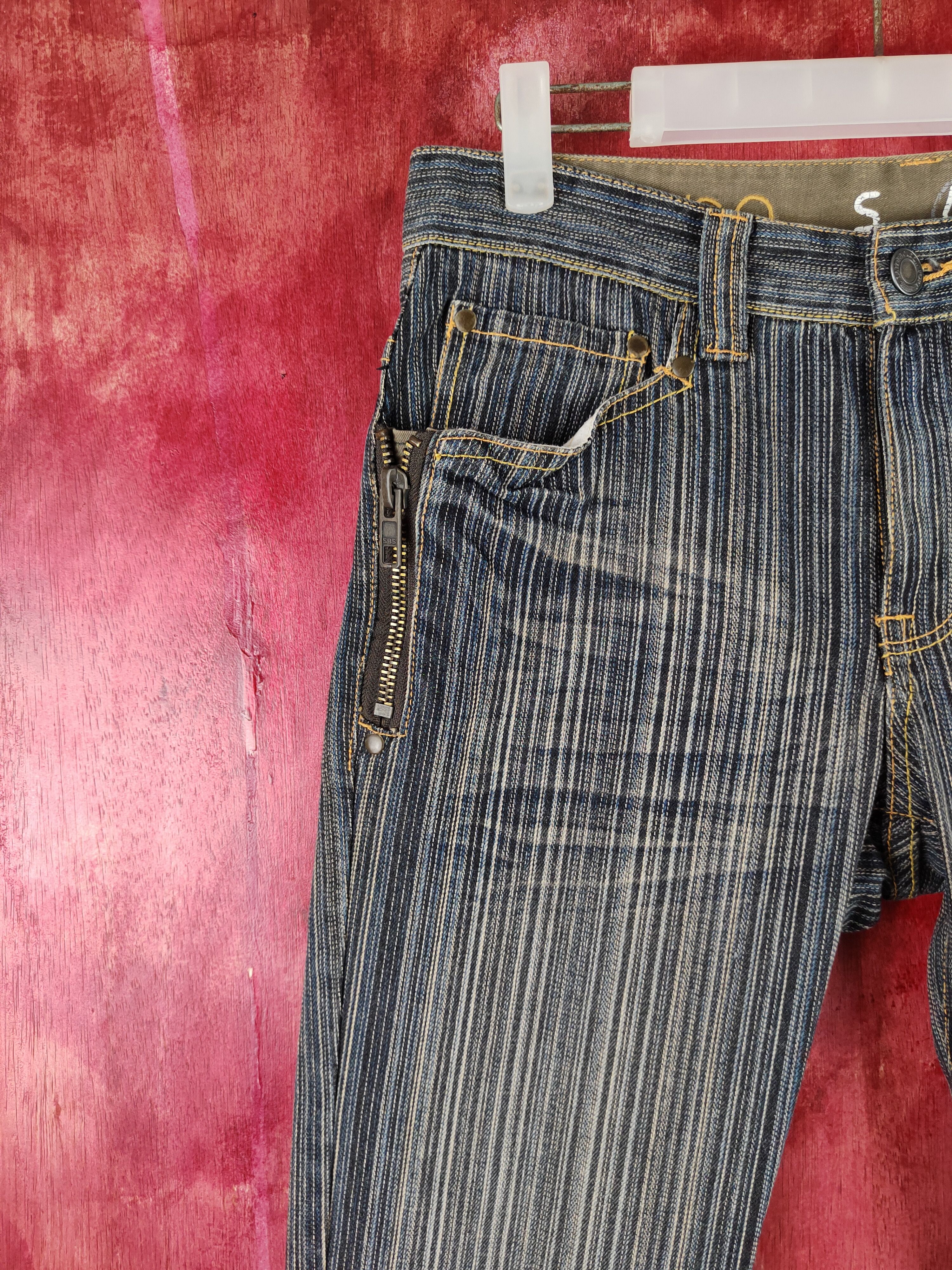 Japanese Brand Ikka Dark Blue Faded stripe denim Jeans pants #S1111 Size 30" / US 8 / IT 44 - 3 Thumbnail