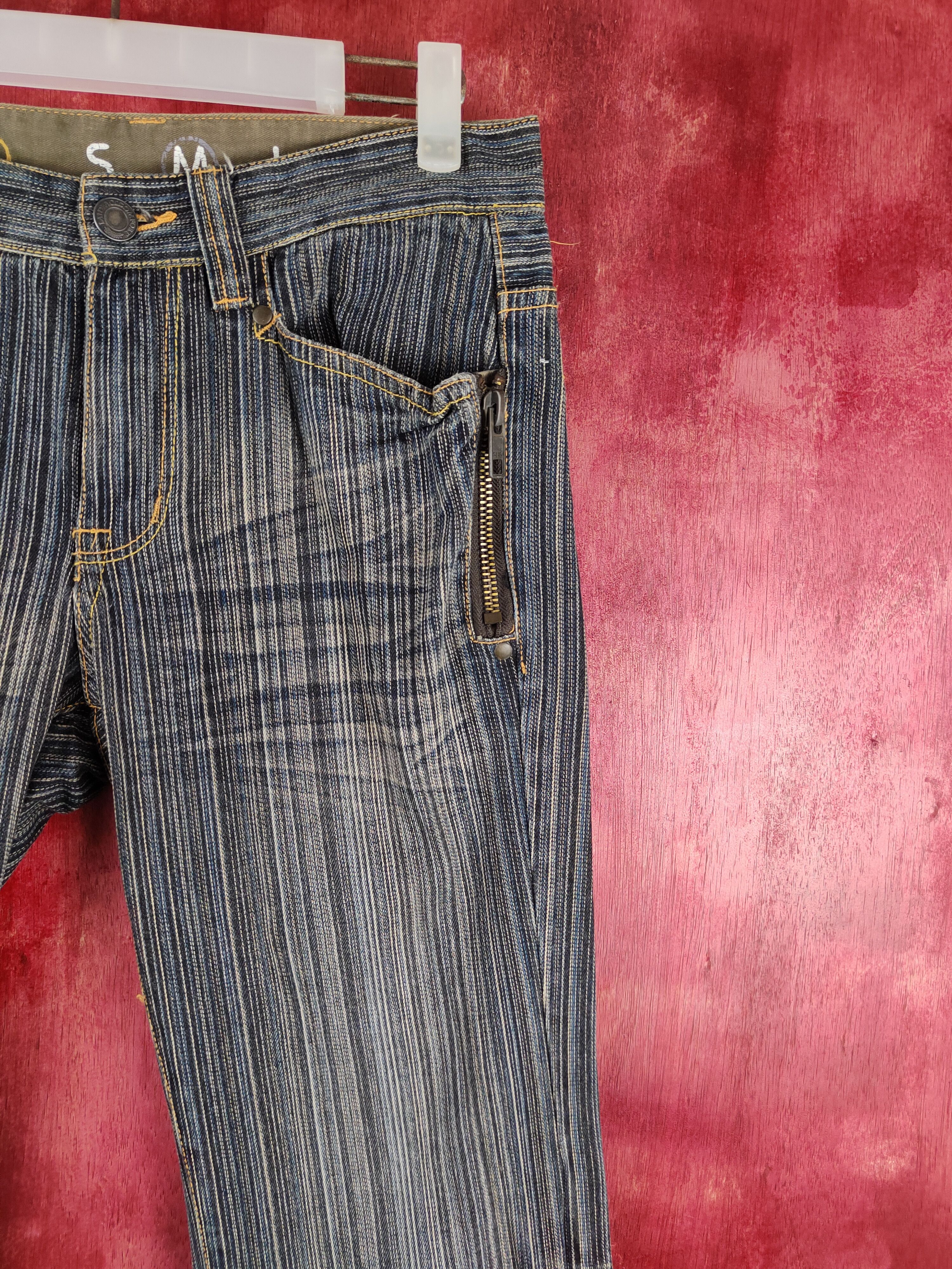Japanese Brand Ikka Dark Blue Faded stripe denim Jeans pants #S1111 Size 30" / US 8 / IT 44 - 5 Thumbnail