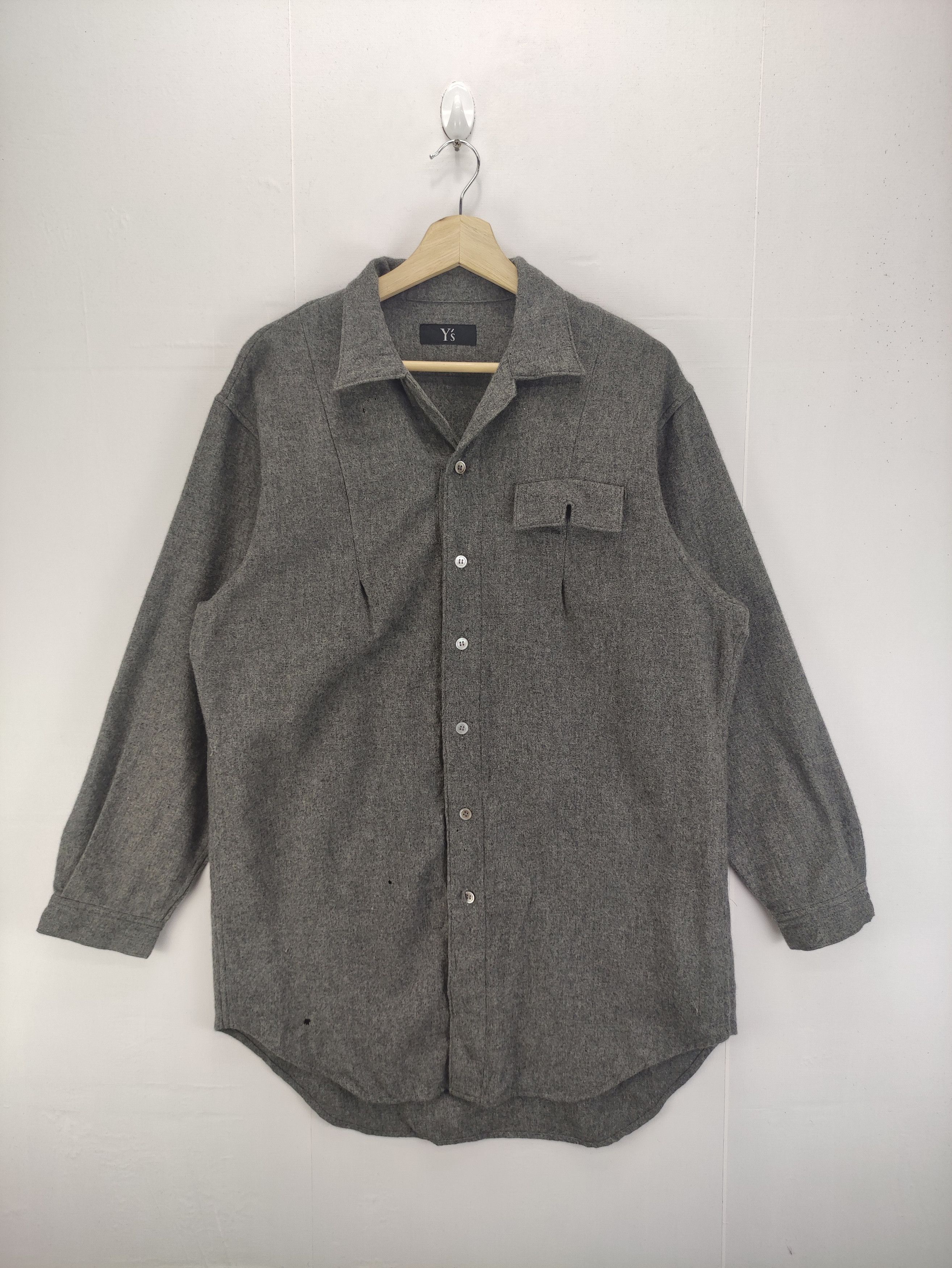Y’s for men shirts wool L / S shirt Y's for Men × Yohji Yamamoto Yohji Yamamoto Long Shirt Wool