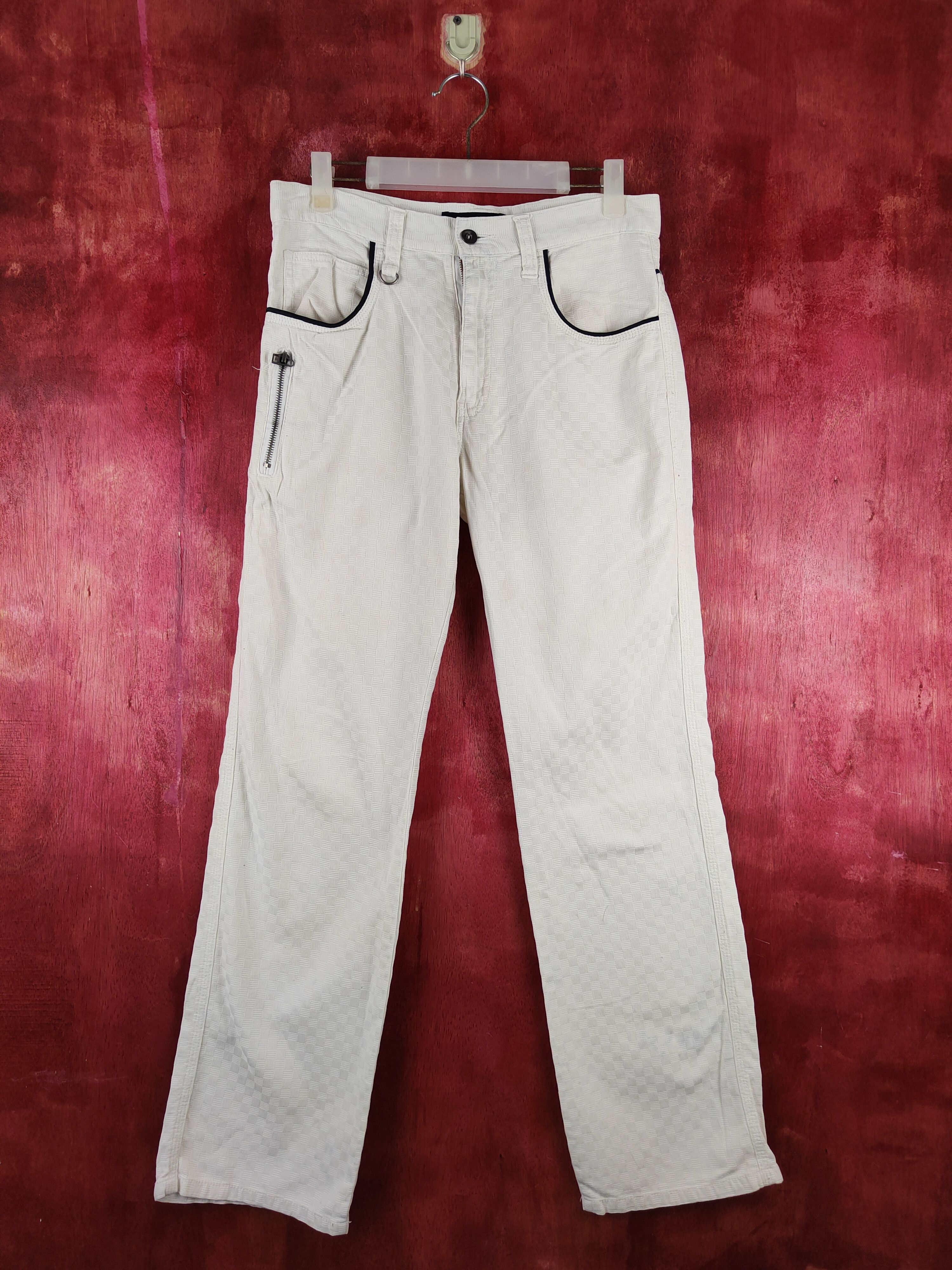 Root Three Style checkered White Casual Pants #S1109