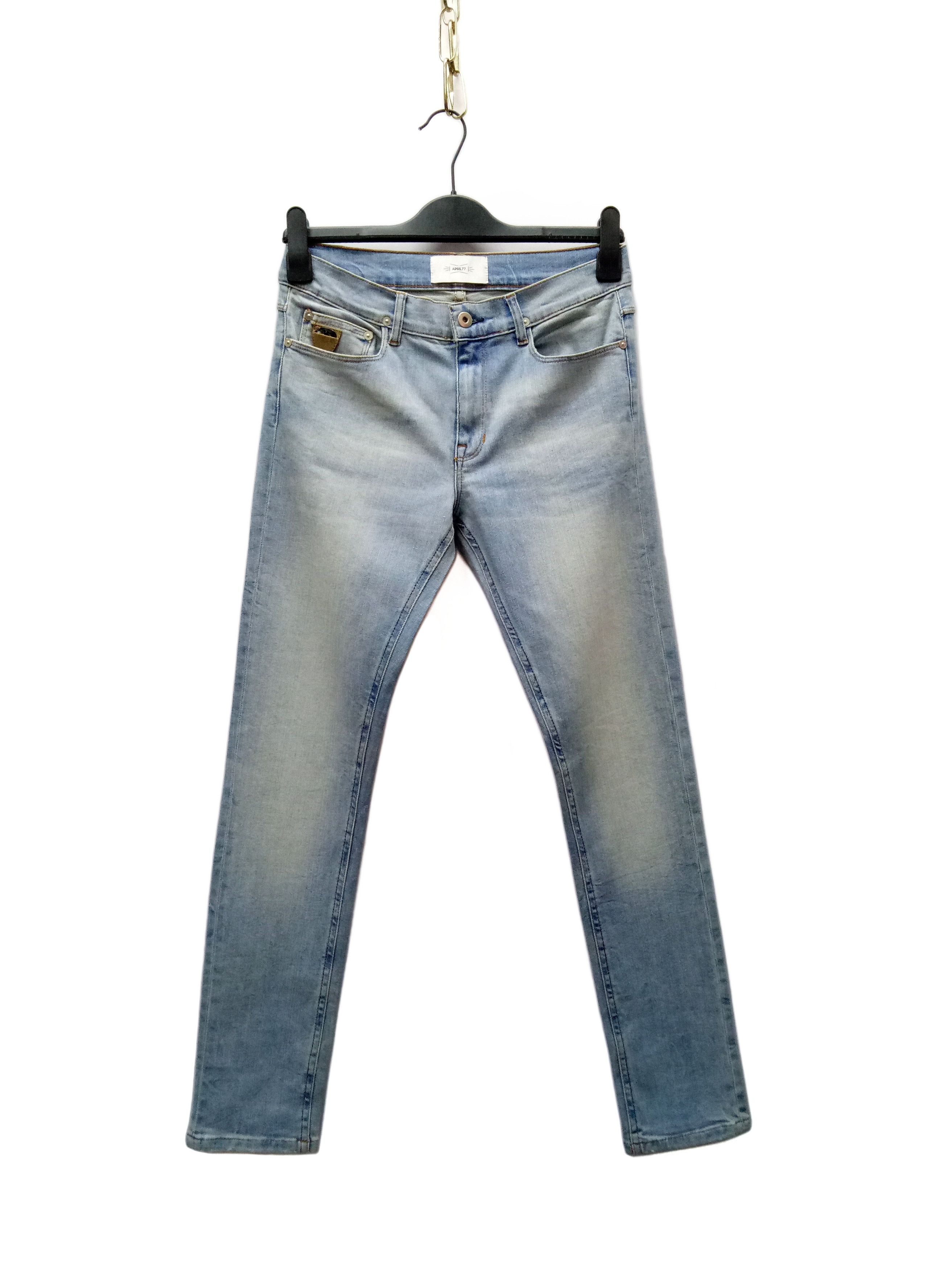 image of April 77 Records Go Mike Heavy Rock Skinny Denim Jeans in Blue Distressed, Men's (Size 30)