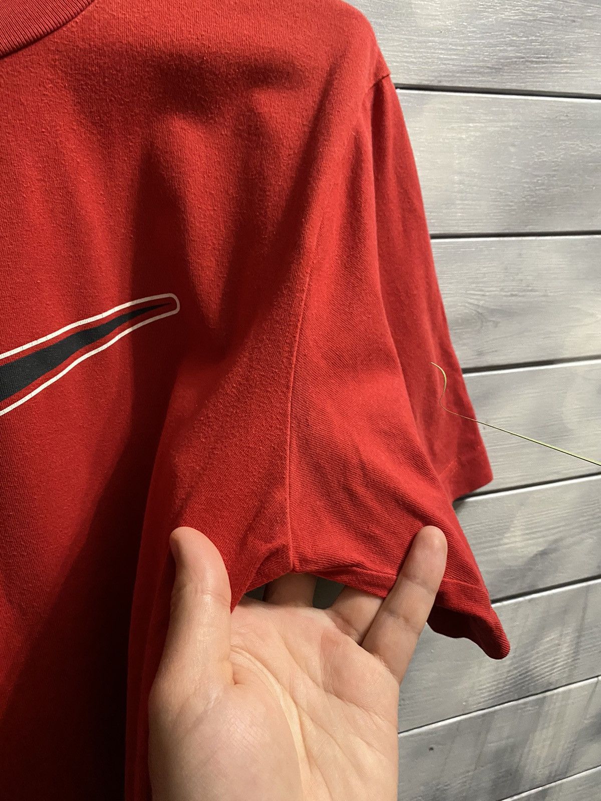 Nike × Vintage Rare Vintage T-Shirt Nike Big Logo Centr Swoosh. Drill Y2K Size US M / EU 48-50 / 2 - 3 Thumbnail