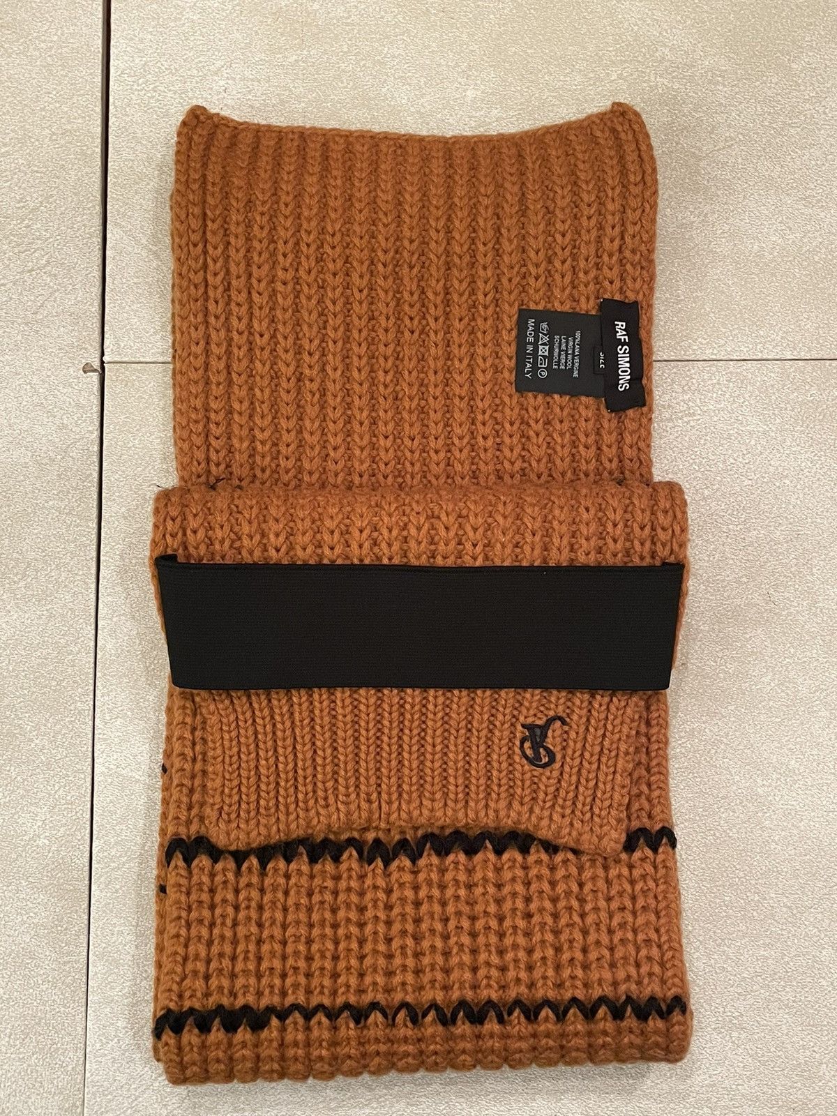 Raf Simons FW18 Raf Simons virgin wool brown striped collar scarf Size ONE SIZE - 2 Thumbnail