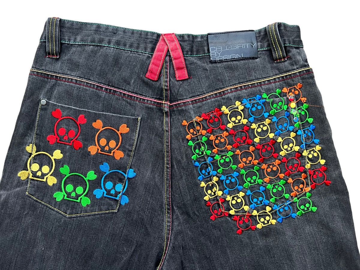 Vintage Celebrity By Design Japan Skull Bones Baggy Jorts Jeans Size US 37 - 6 Thumbnail