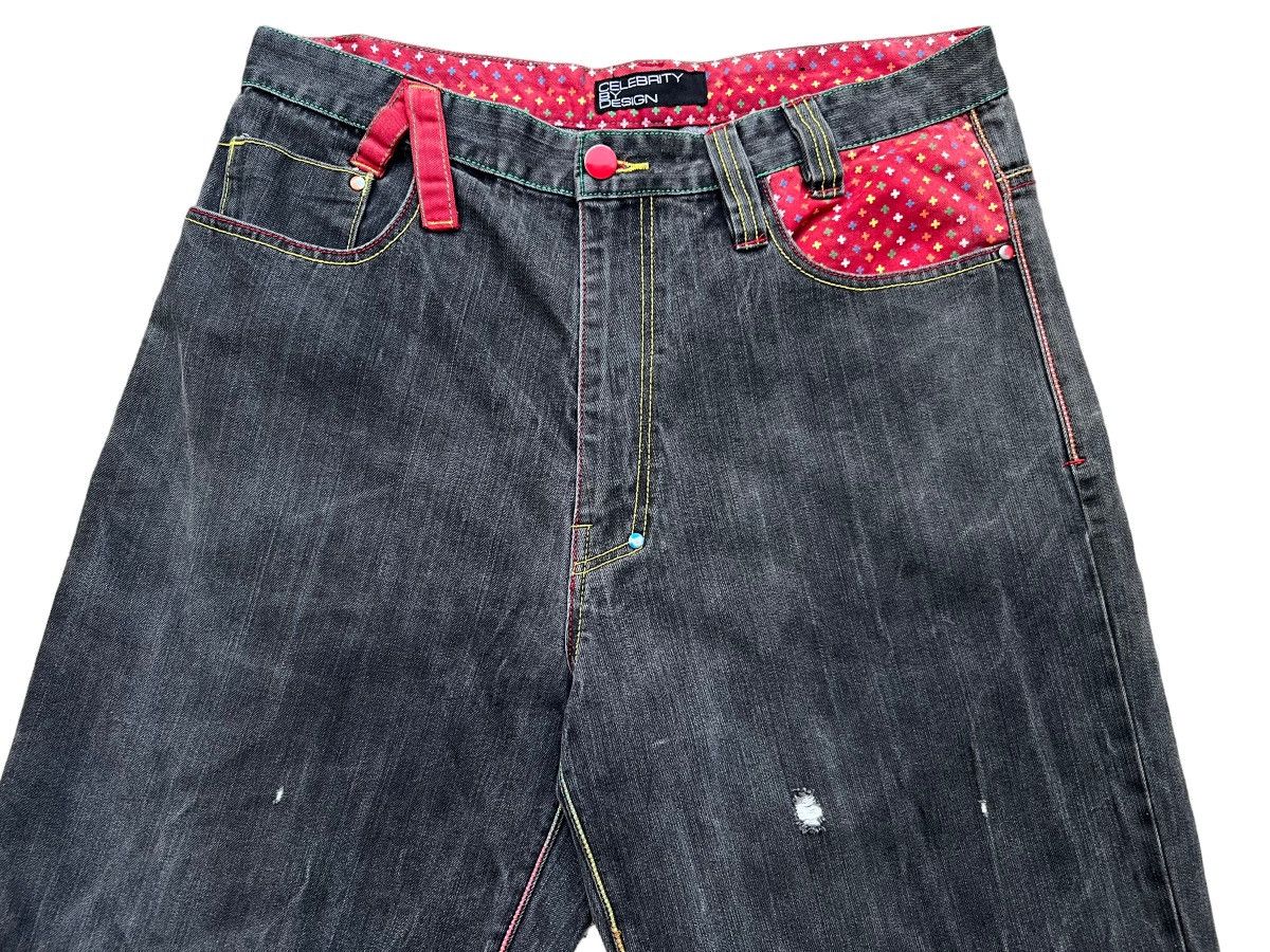 Vintage Celebrity By Design Japan Skull Bones Baggy Jorts Jeans Size US 37 - 3 Thumbnail
