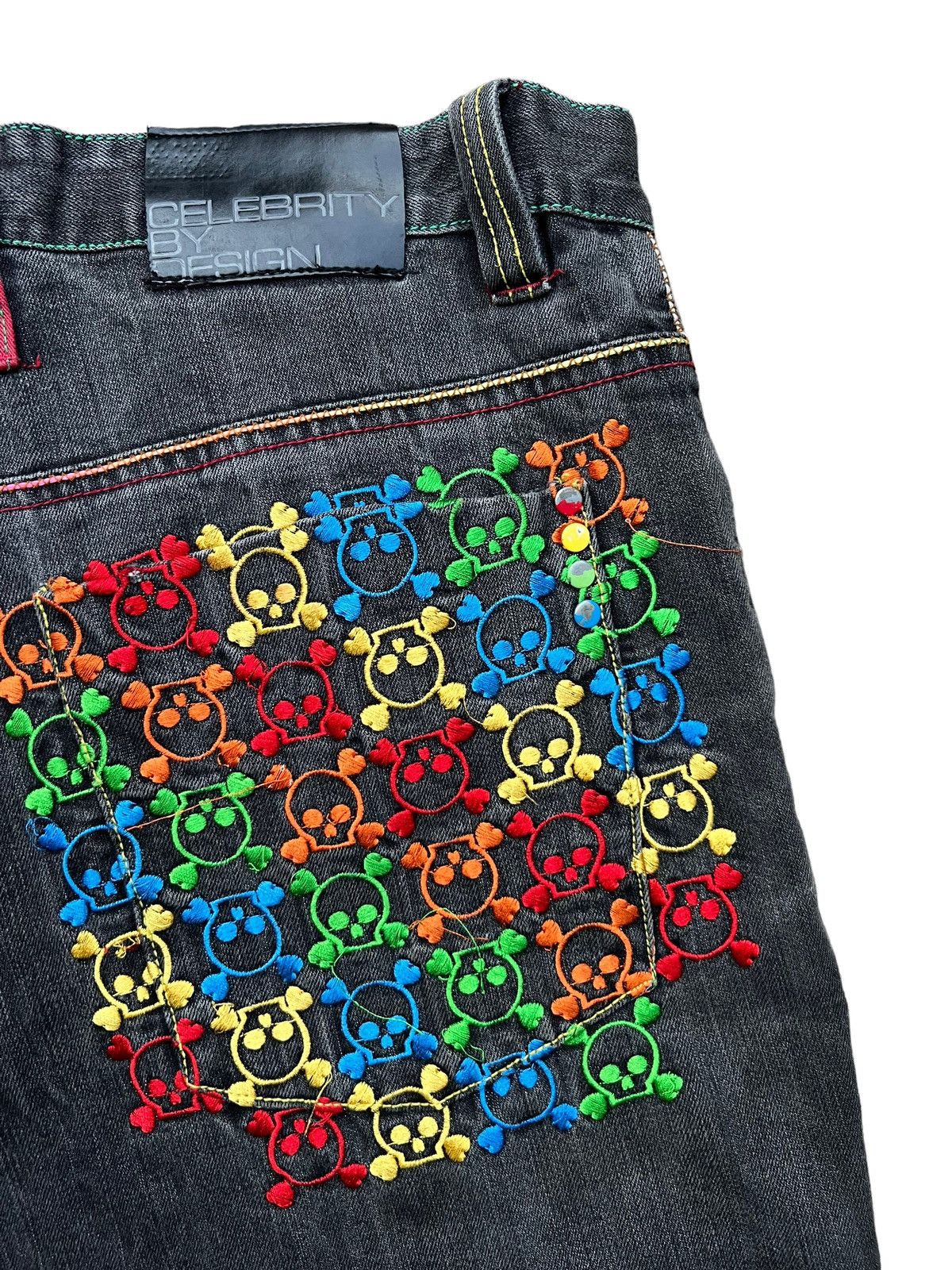 Celebrity By Design Japan Skull Bones Baggy Jorts Jeans