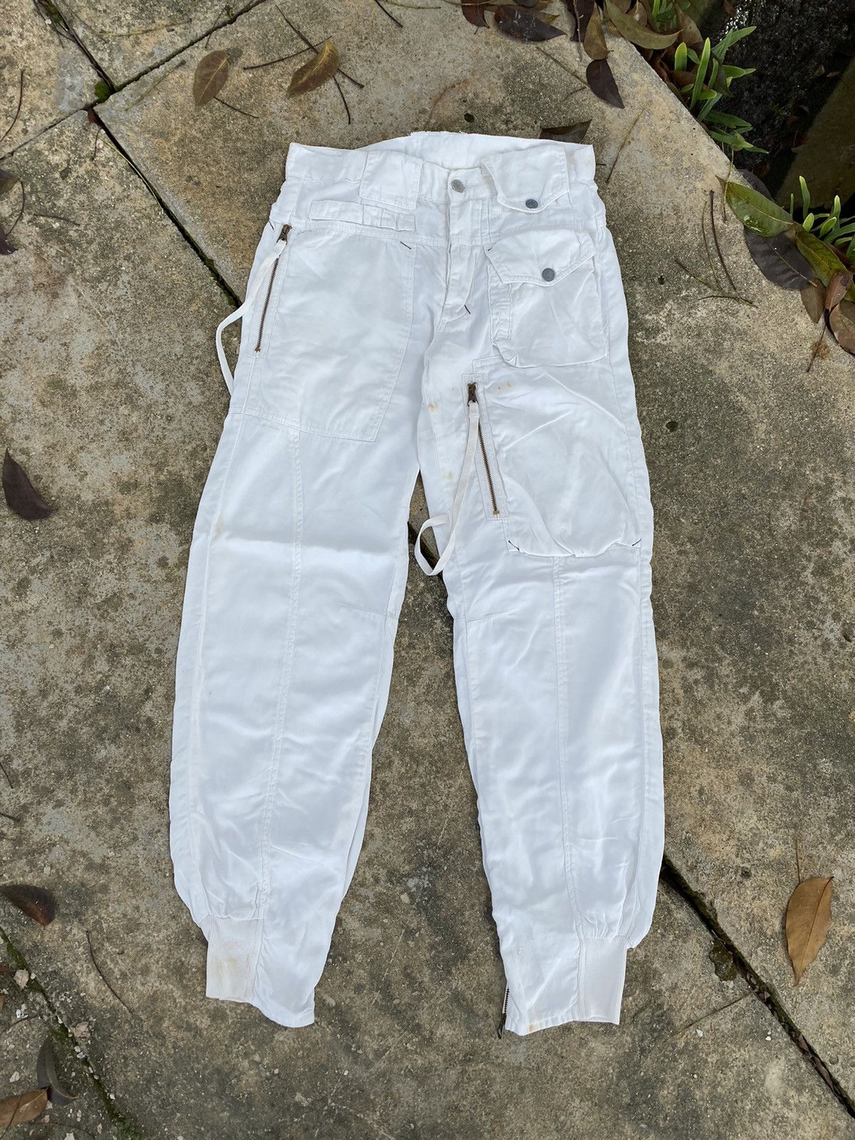 image of Distressed Designer Michiko Koshino Pants in White, Men's (Size 30)