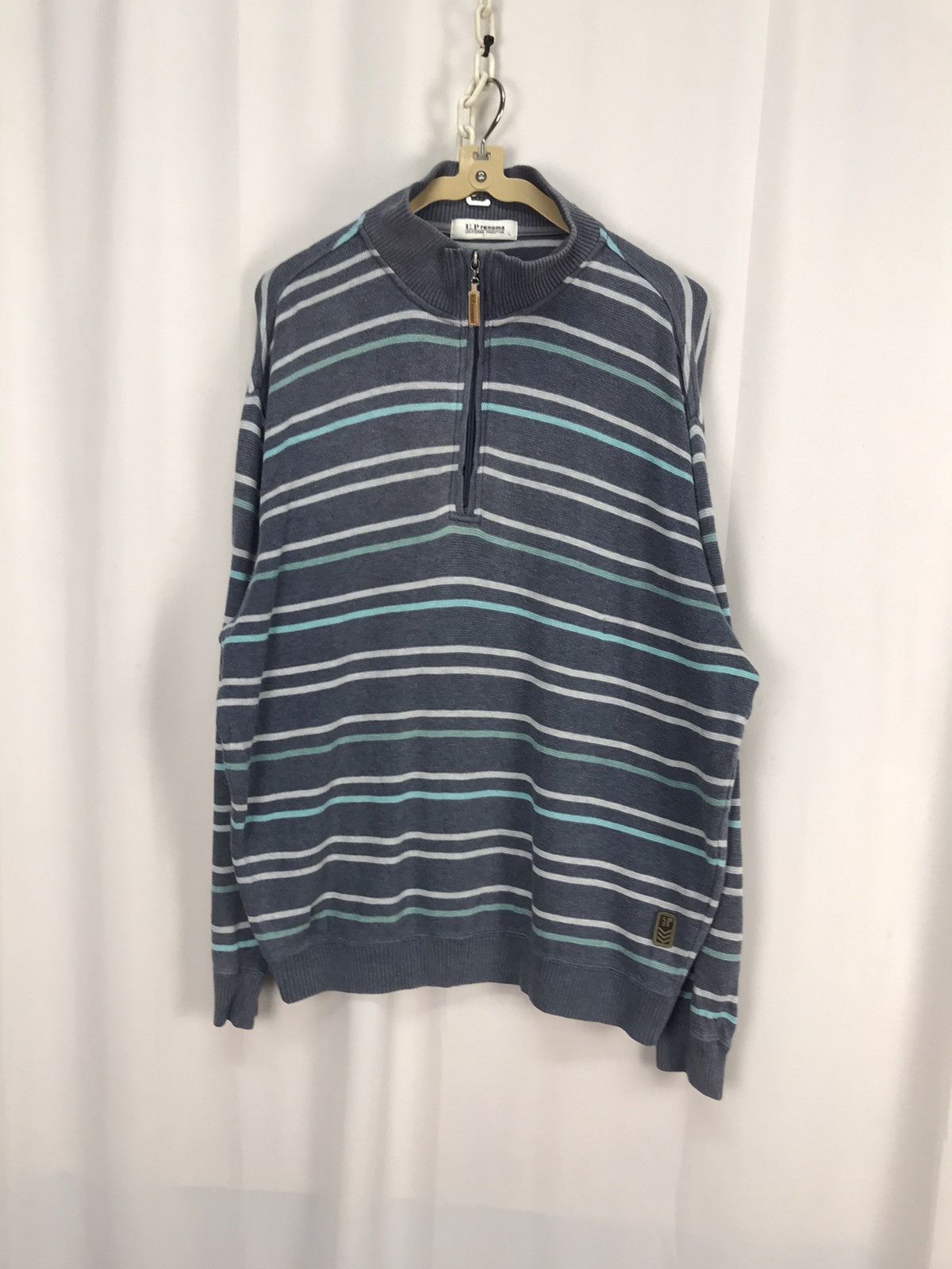 Japanese Brand Up renoma half zipper stripe sweatshirt Size US L / EU 52-54 / 3 - 7 Thumbnail