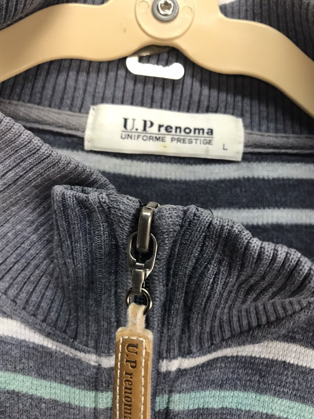 Japanese Brand Up renoma half zipper stripe sweatshirt Size US L / EU 52-54 / 3 - 4 Thumbnail