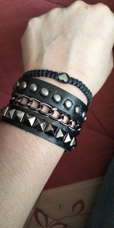Leather PU Leather Studded Bracelet Size ONE SIZE - 2 Thumbnail