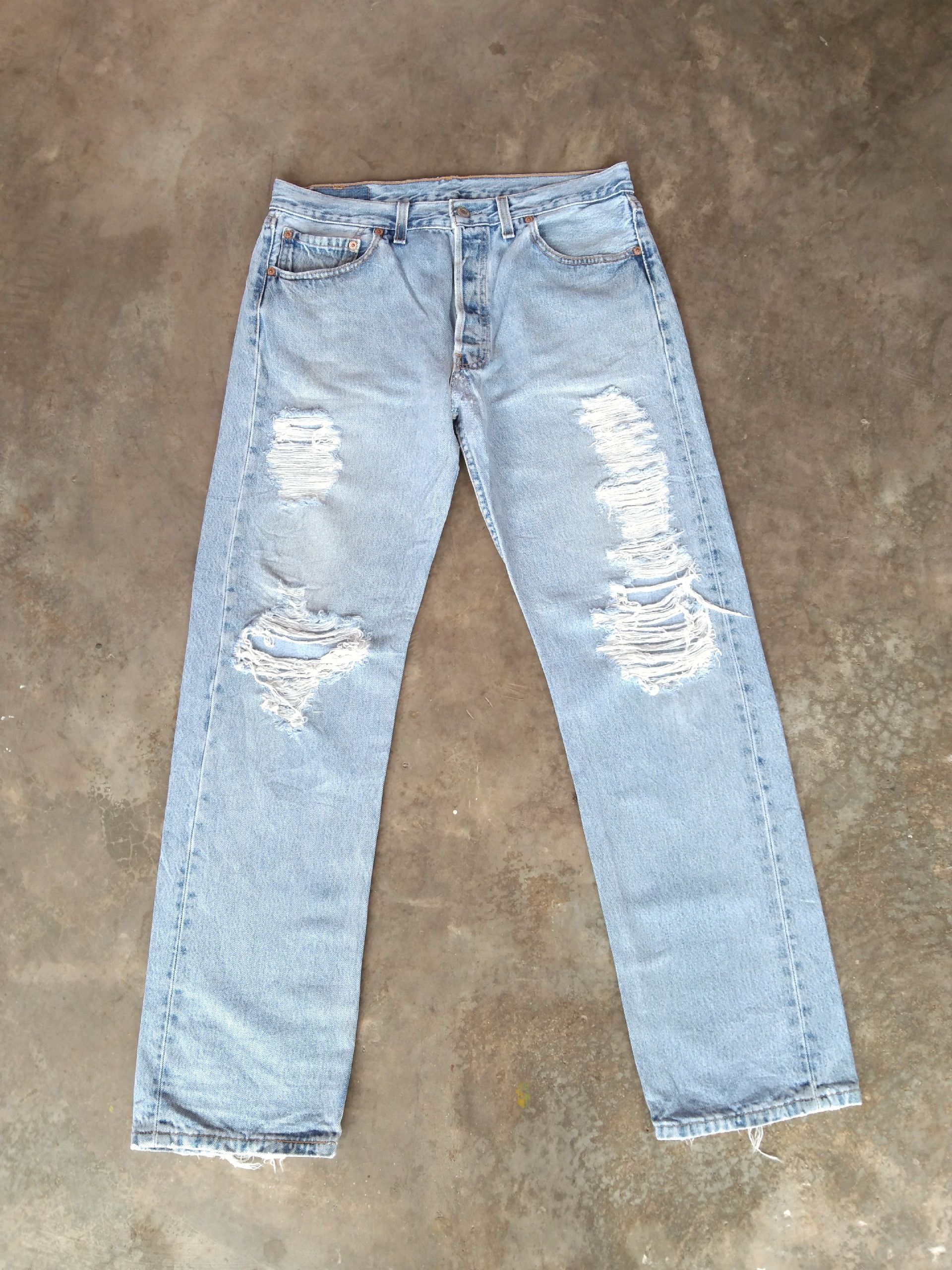 Levi's Vintage Levis 501 Light Wash Made In USA Distressed Jeans Size US 34 / EU 50 - 1 Thumbnail
