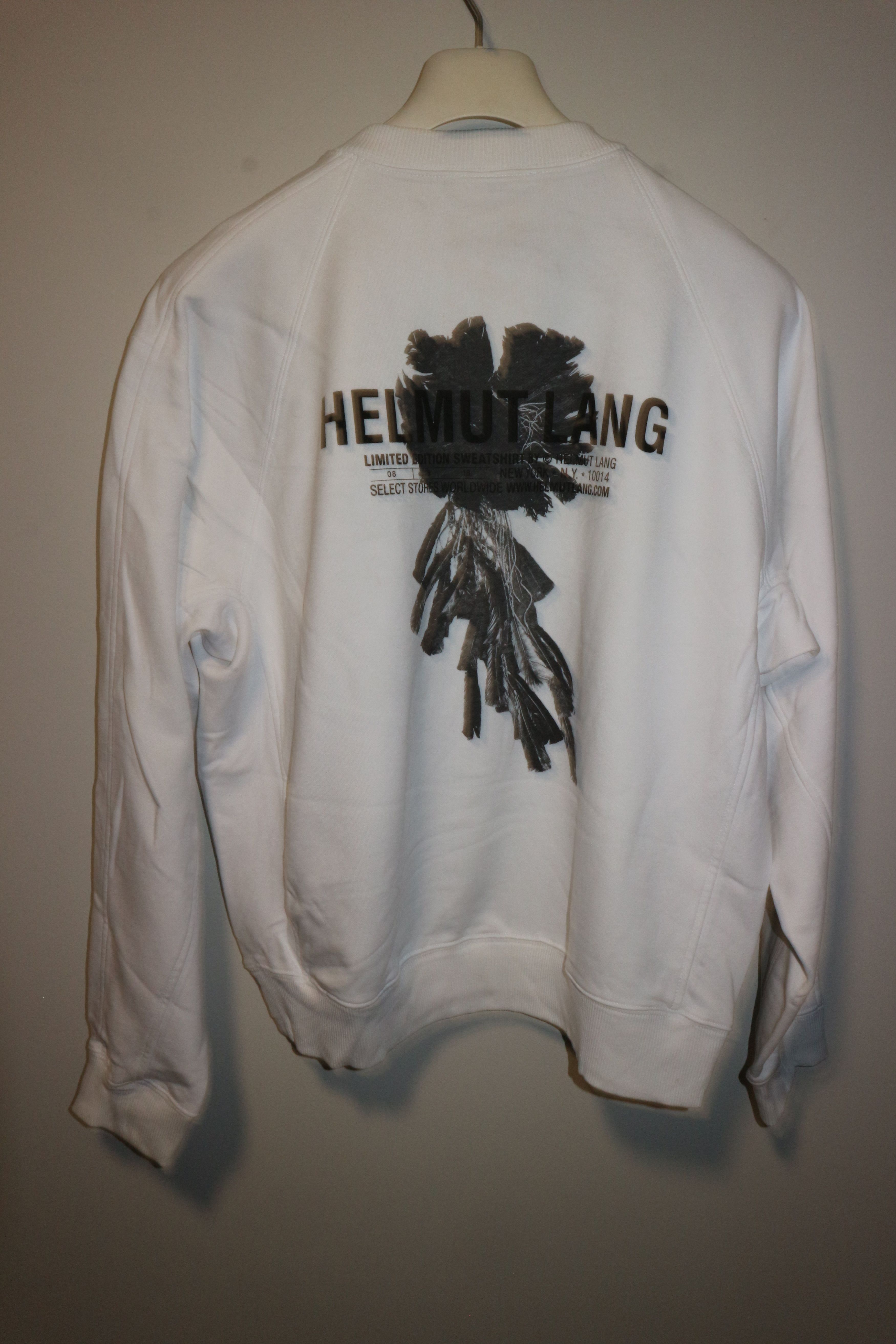 image of Helmut Lang Logo Print Sweatshirt in White, Men's (Size Small)