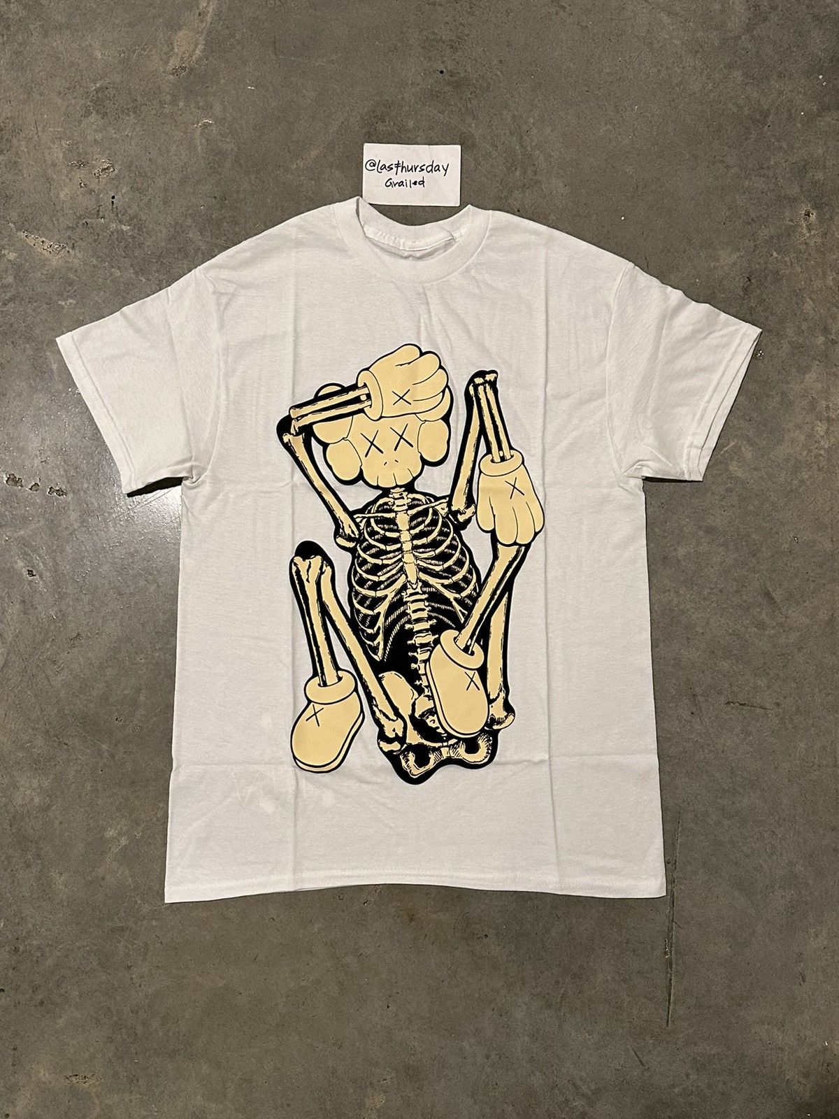 Image of Kaws Skeleton New Fiction Tee White Xl, Men's