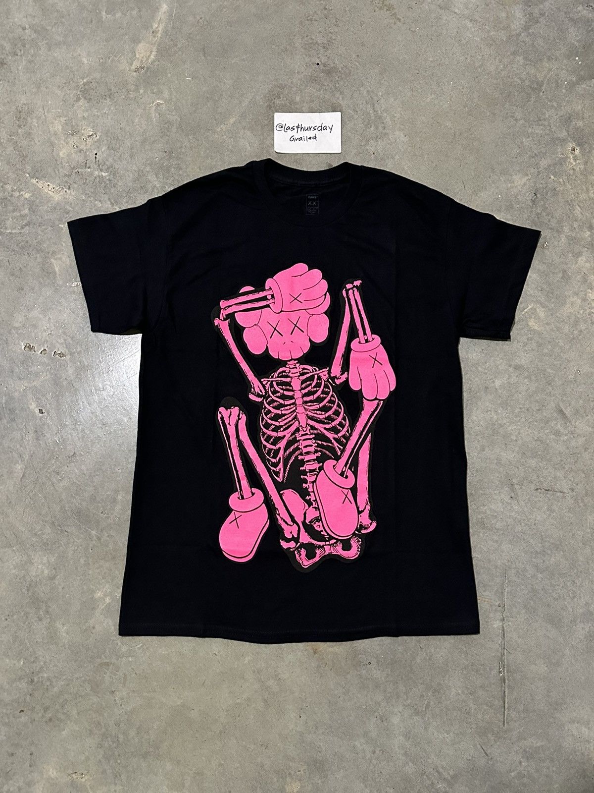 image of Kaws Skeleton New Fiction Tee Black Xl, Men's