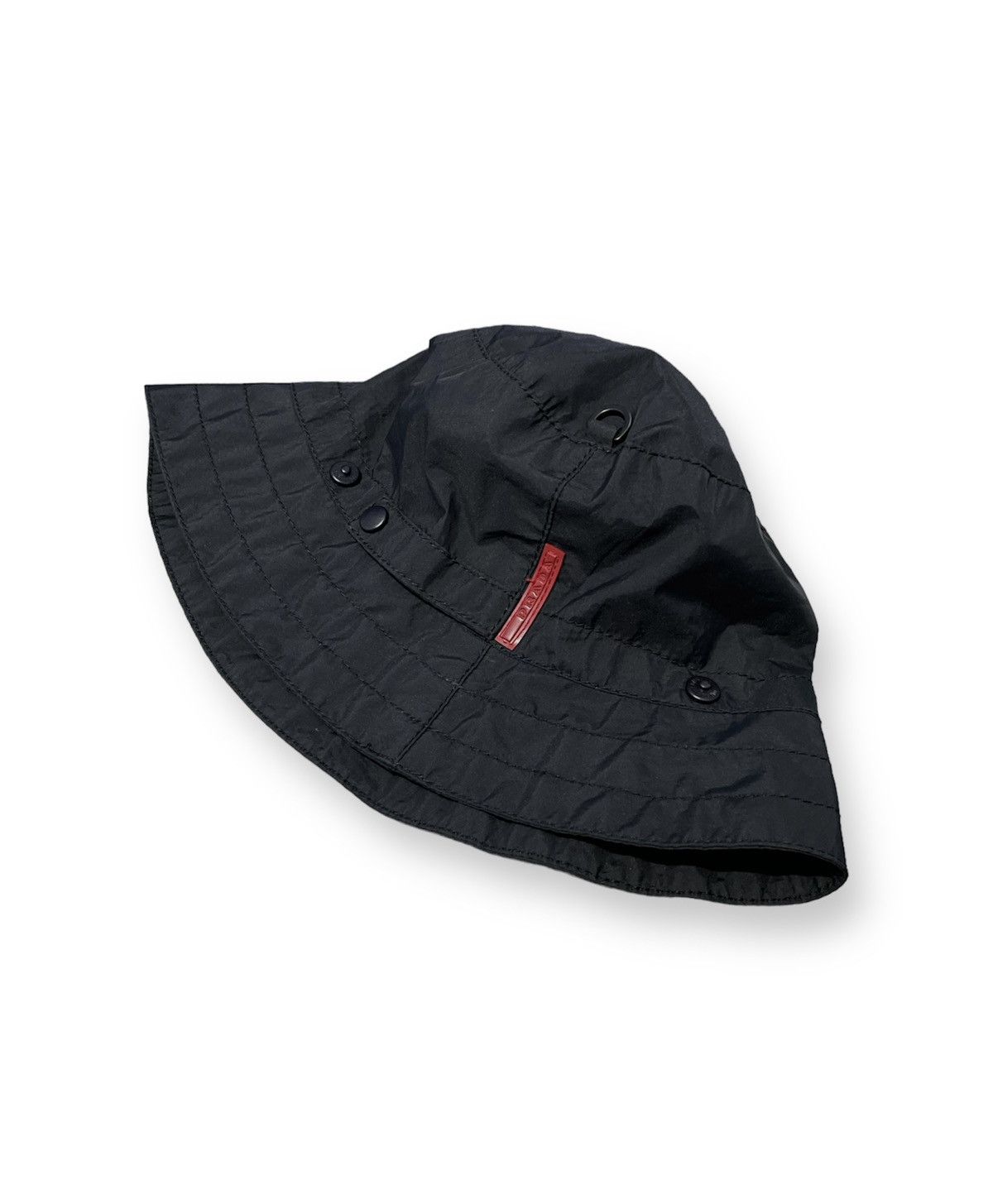 image of Prada Vintage Sports Bucket Hat in Black, Men's