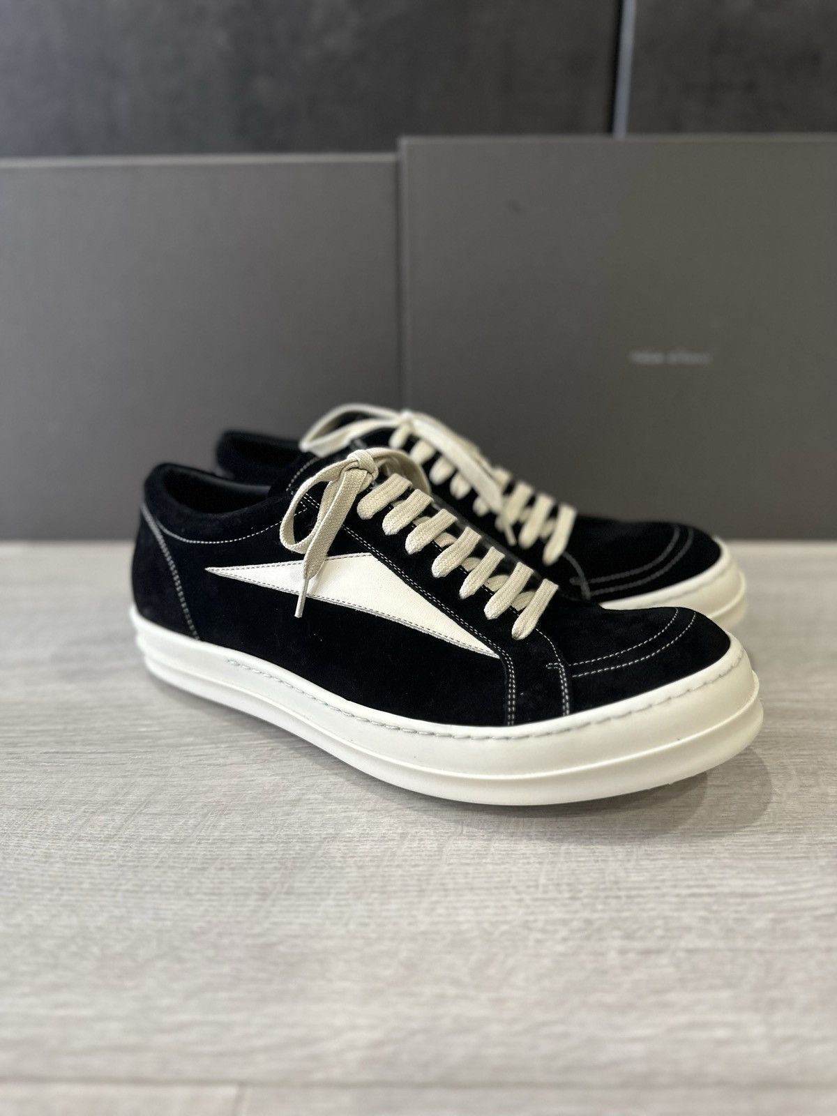 Rick Owens RICK OWENS STROBE SNEAKER VINTAGE BLACK SUEDE | Grailed 
