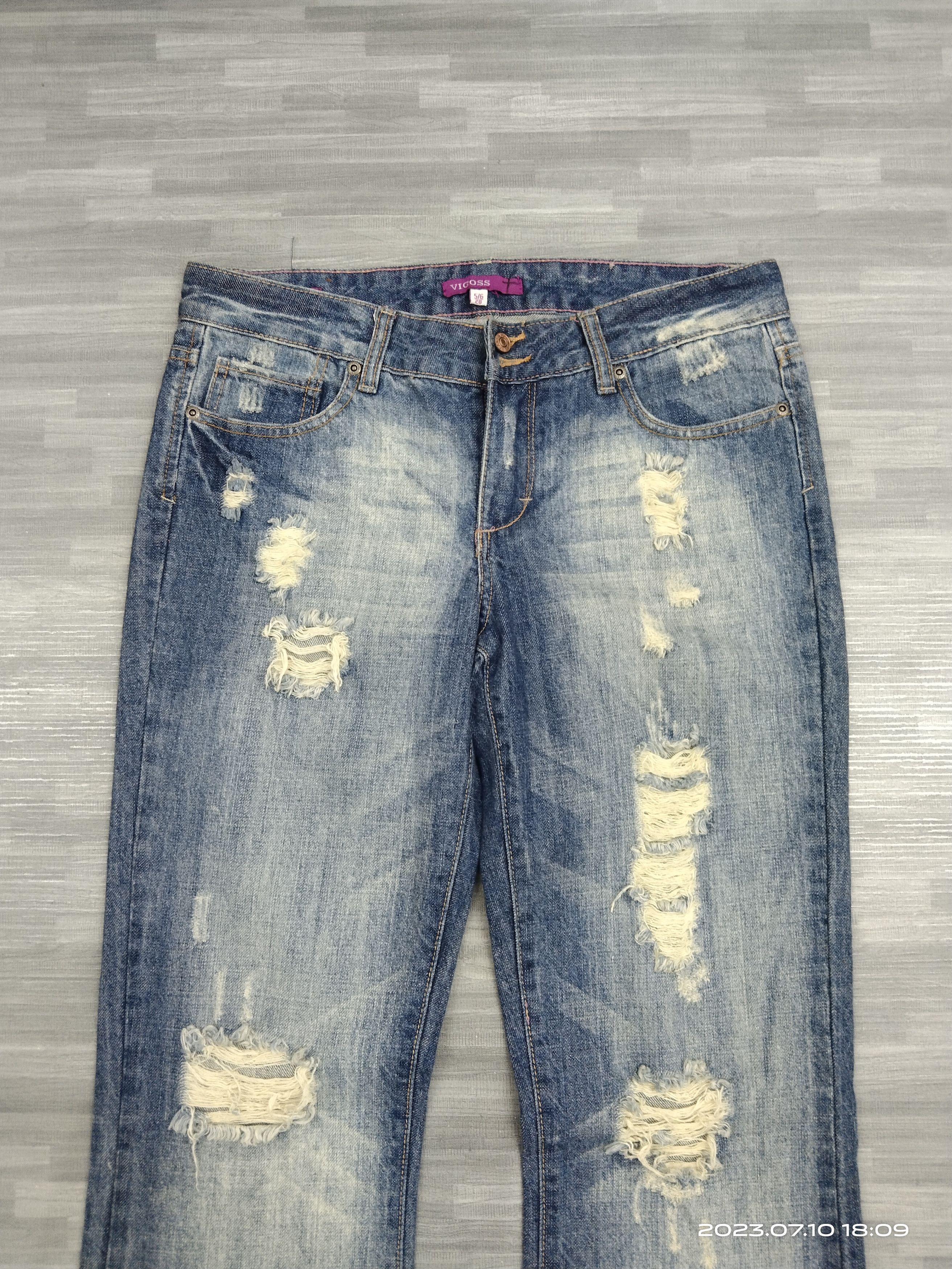 Japanese Brand FLARE SICK RIPED VIGOS DENIM PANTS Size US 31 - 6 Thumbnail