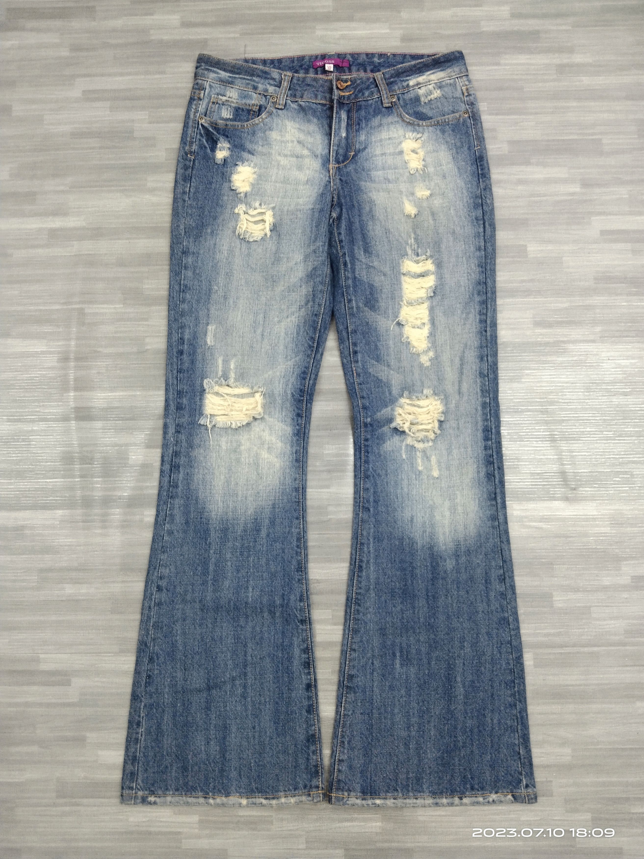 Japanese Brand FLARE SICK RIPED VIGOS DENIM PANTS Size US 31 - 2 Thumbnail