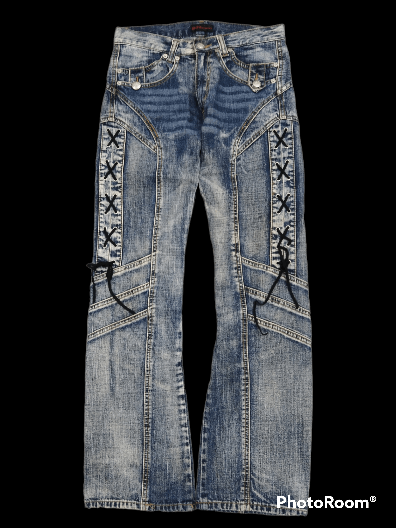 image of Distressed Denim x Hype Flare Sick Washed Session Denim Pants in Washed Blue, Men's (Size 28)