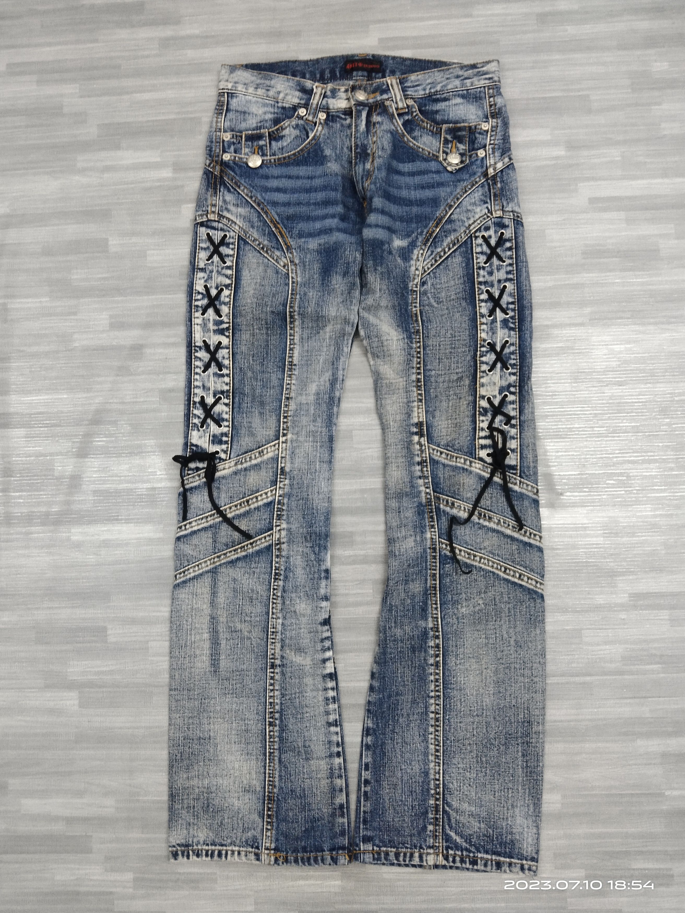 Japanese Brand FLARE SICK WASHED SESSION DENIM PANTS Size US 28 / EU 44 - 2 Thumbnail