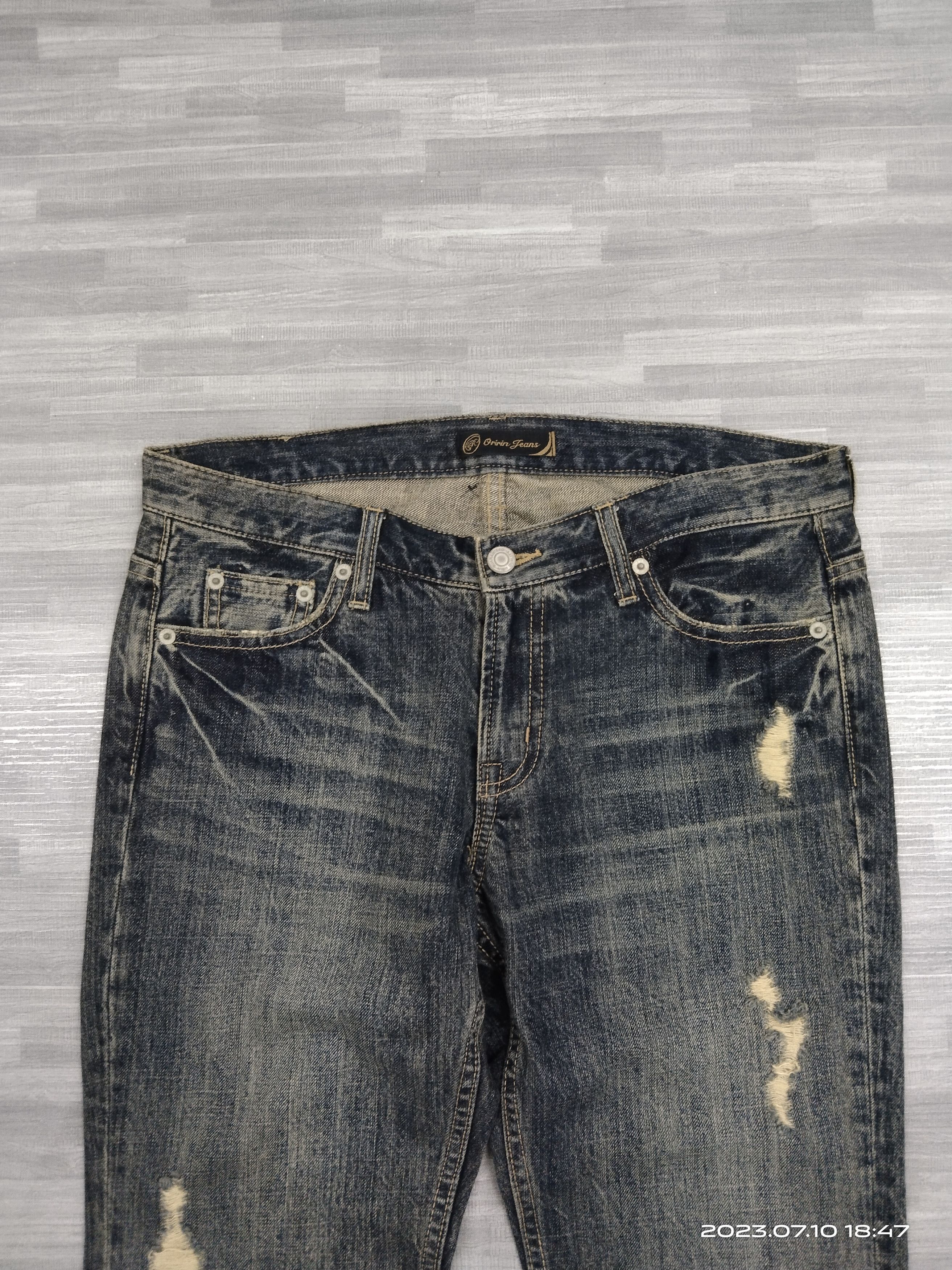 Japanese Brand FLARE SICK RIPED ORIRIN DENIM PANTS Size US 30 / EU 46 - 4 Thumbnail