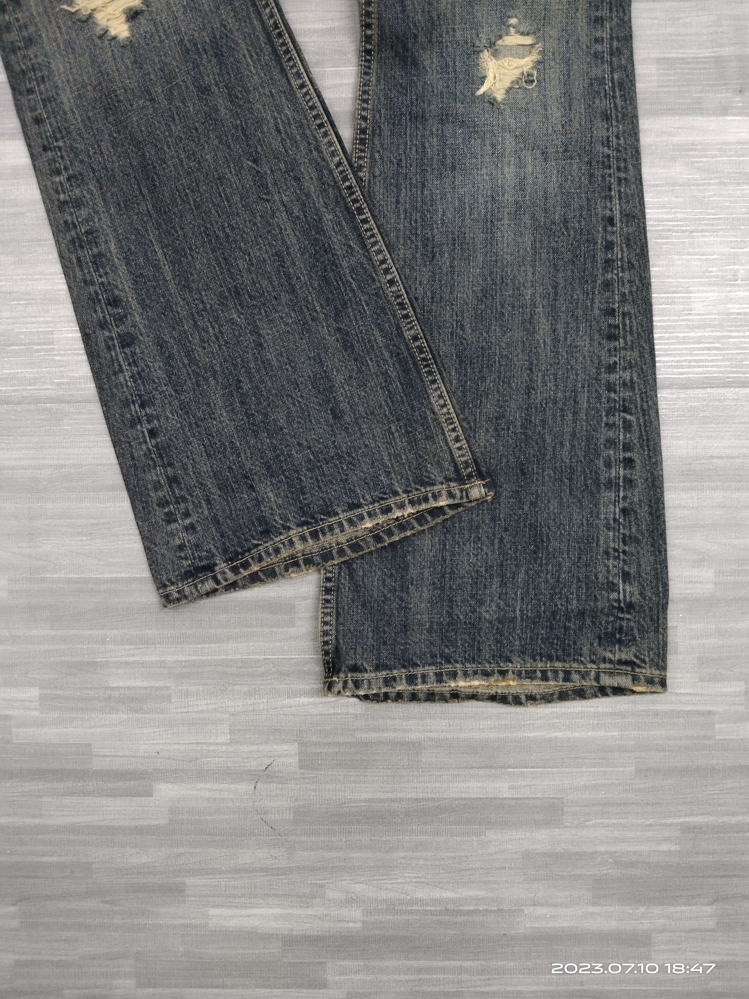 Japanese Brand FLARE SICK RIPED ORIRIN DENIM PANTS Size US 30 / EU 46 - 7 Thumbnail