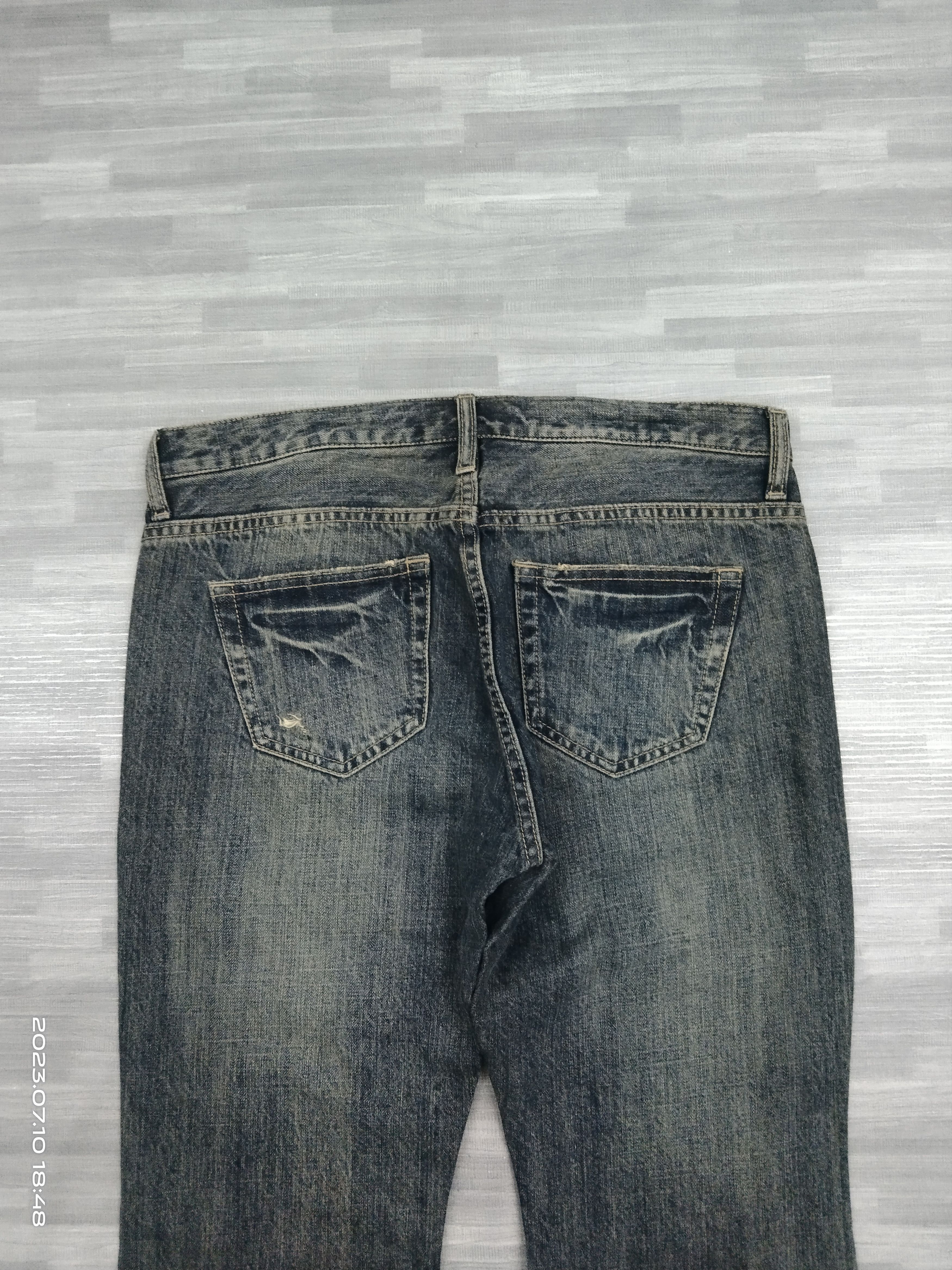 Japanese Brand FLARE SICK RIPED ORIRIN DENIM PANTS Size US 30 / EU 46 - 5 Thumbnail
