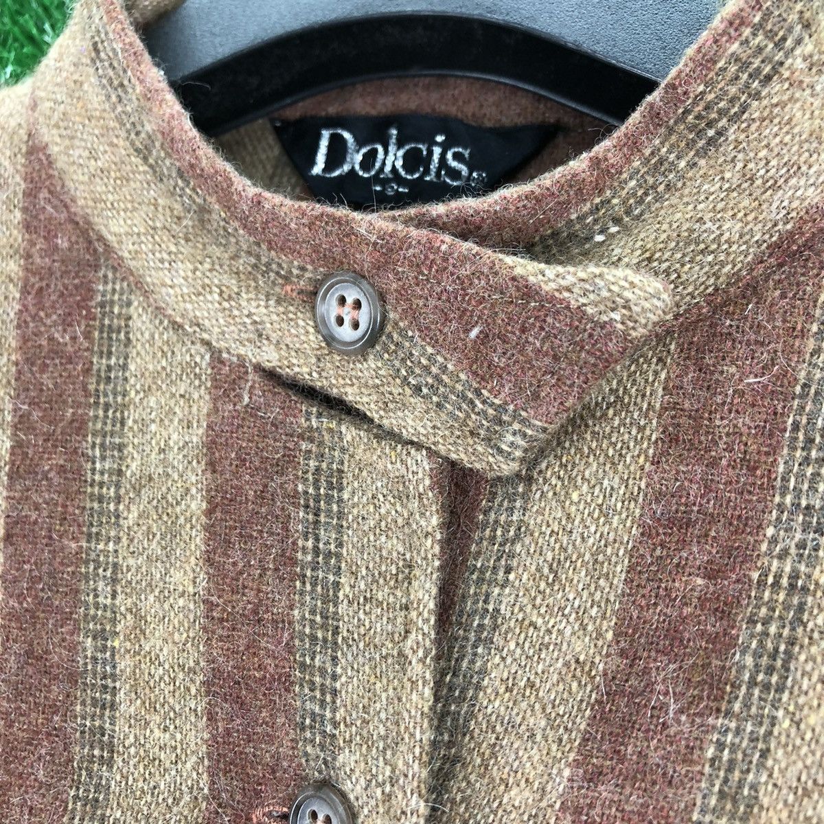 Japanese Brand Vintage 80's Wool Flannel Round Collar Striped by Dolcis Size US XXS / EU 40 - 8 Thumbnail
